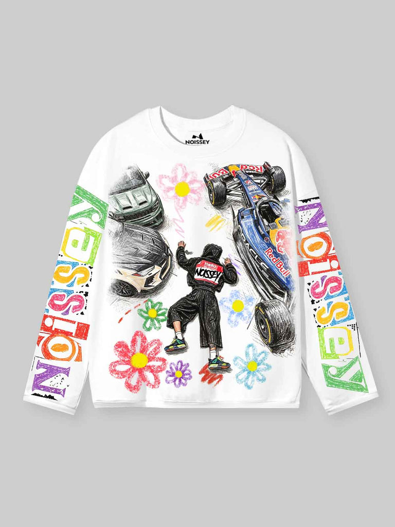 NOISSEY Falling Stars Long Sleeve Tee | 250G Little Oversized Fit