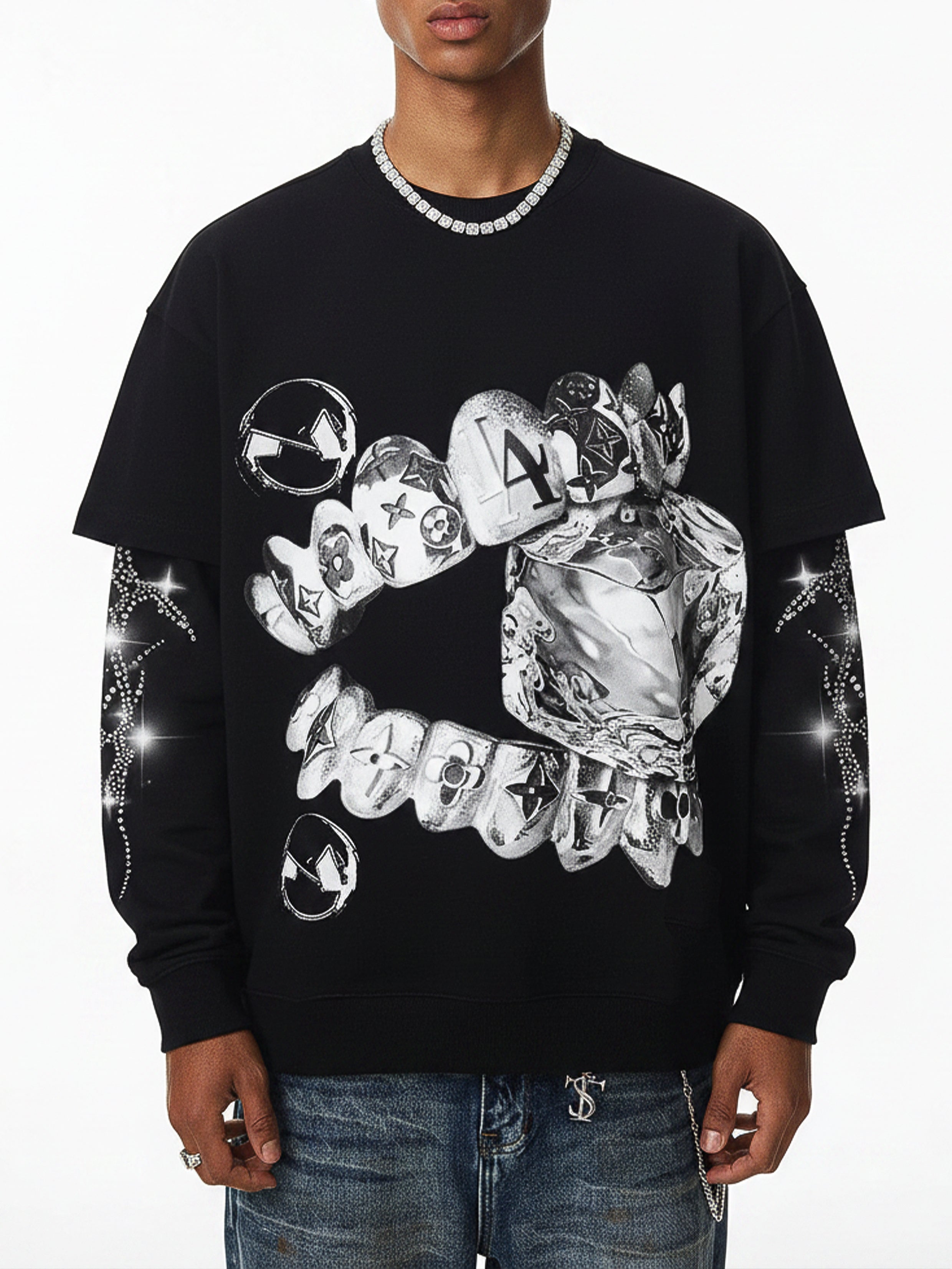 NOISSEY "Liquid Metal" Teeth & Diamond 2-Piece Layering Set