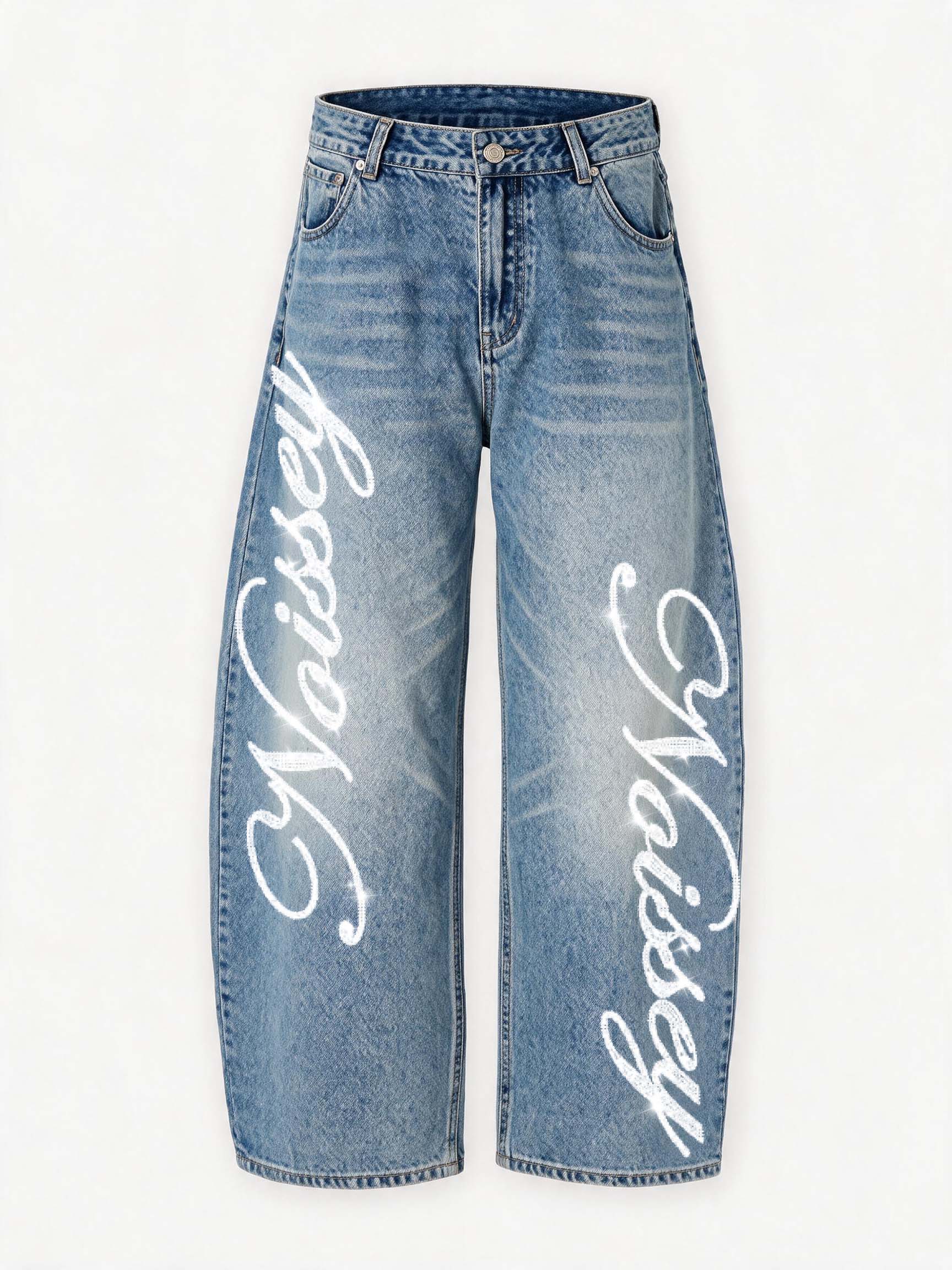 Vaqueros NOISSEY American Vintage de denim con efecto desgastado, pierna curva - Azul barro / Negro lavado / Azul claro