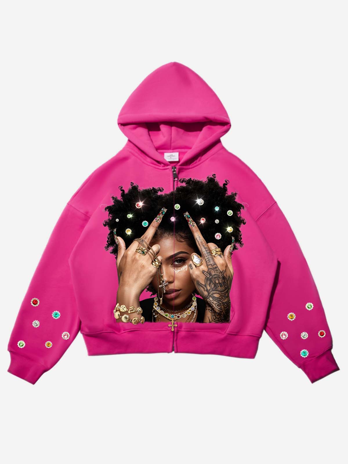 Girls' Portrait Colorful DIY Diamond Warmth-keeping Hoodie