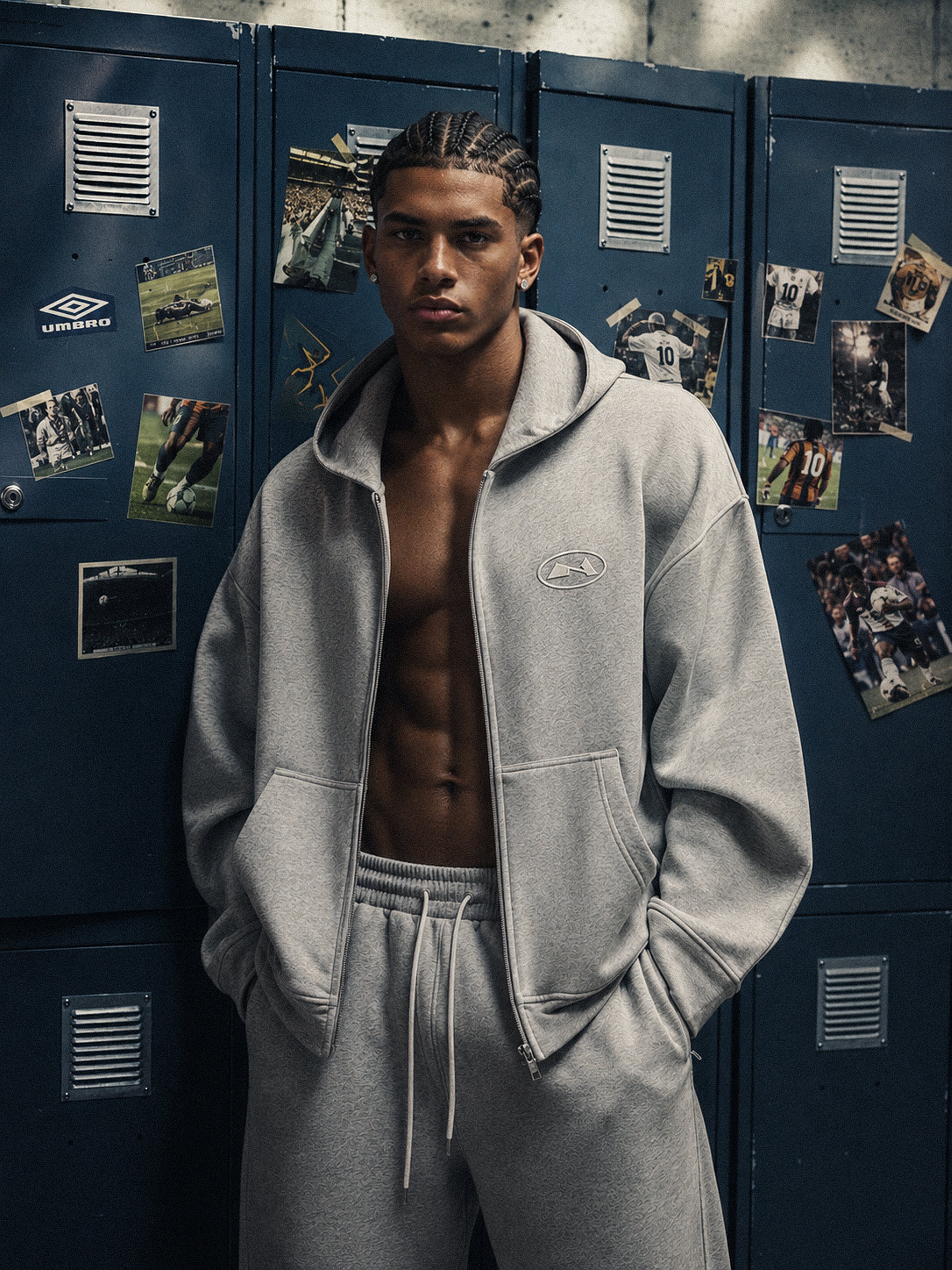 NOISSEY Essential Boxy Zip-Up Hoodie - Grey