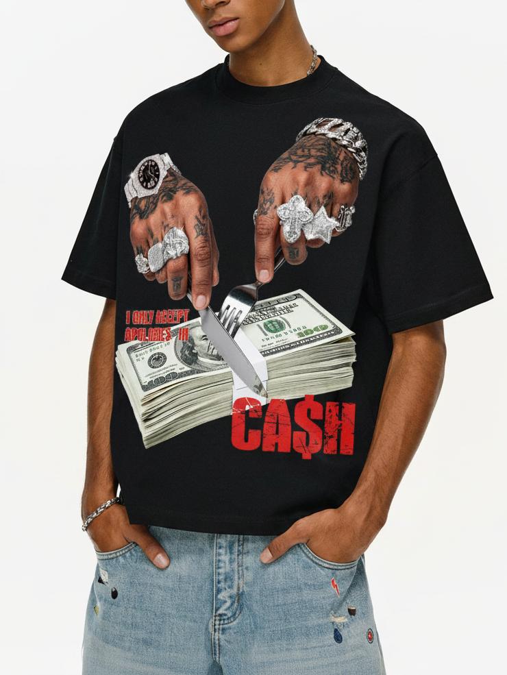 NOISSEY "Cash Apology" Black Tee - Vintage Graphic T-Shirt