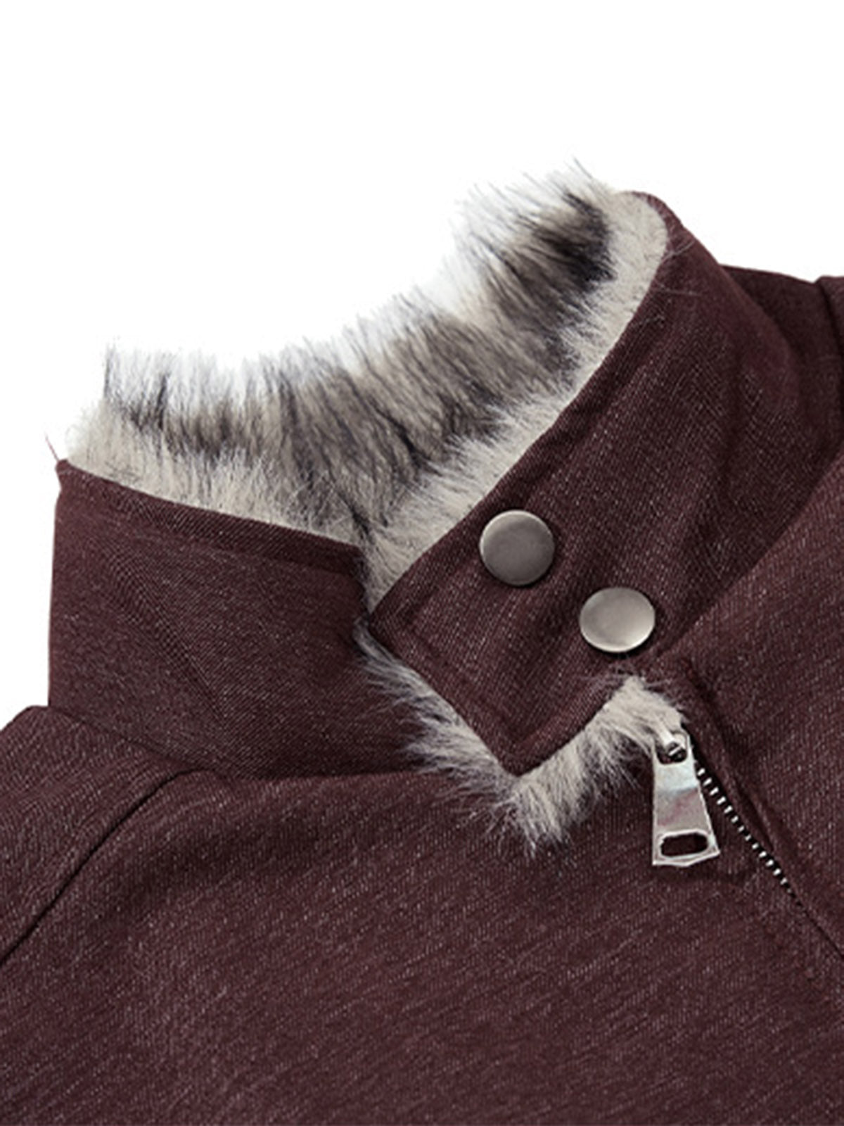 Unisex Stand-Collar Fur-Trimmed Fleece-Lined Jacket