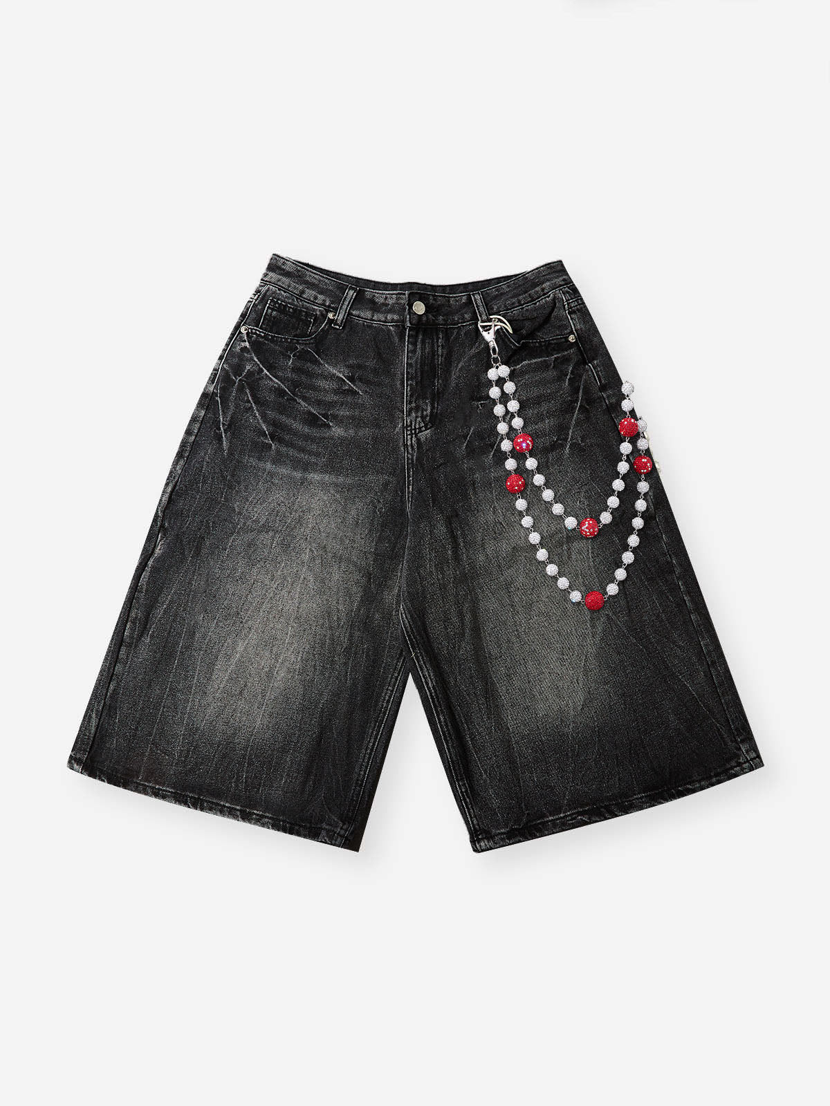 NOISSEY Wash Black Denim Shorts - DIY Chain Combo