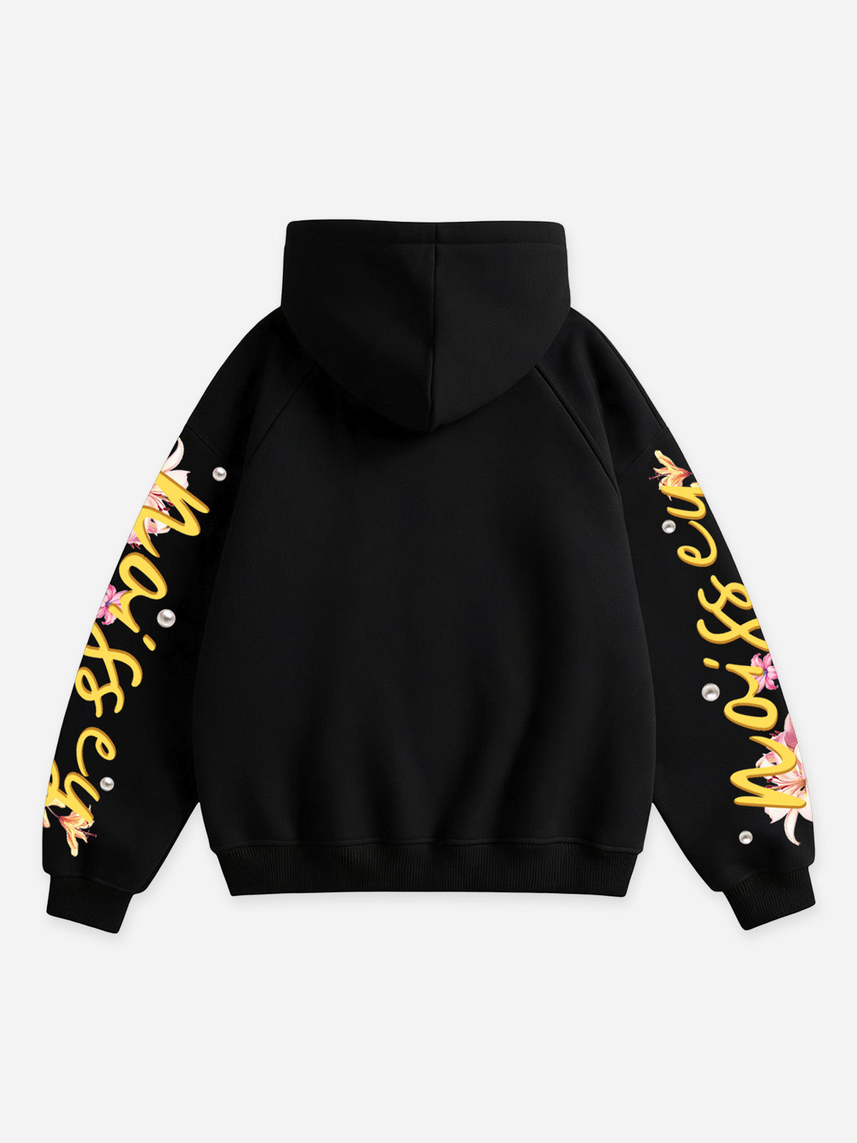 NOISSEY Floral Cross Graphic Full-Zip Hoodie - Jet Black