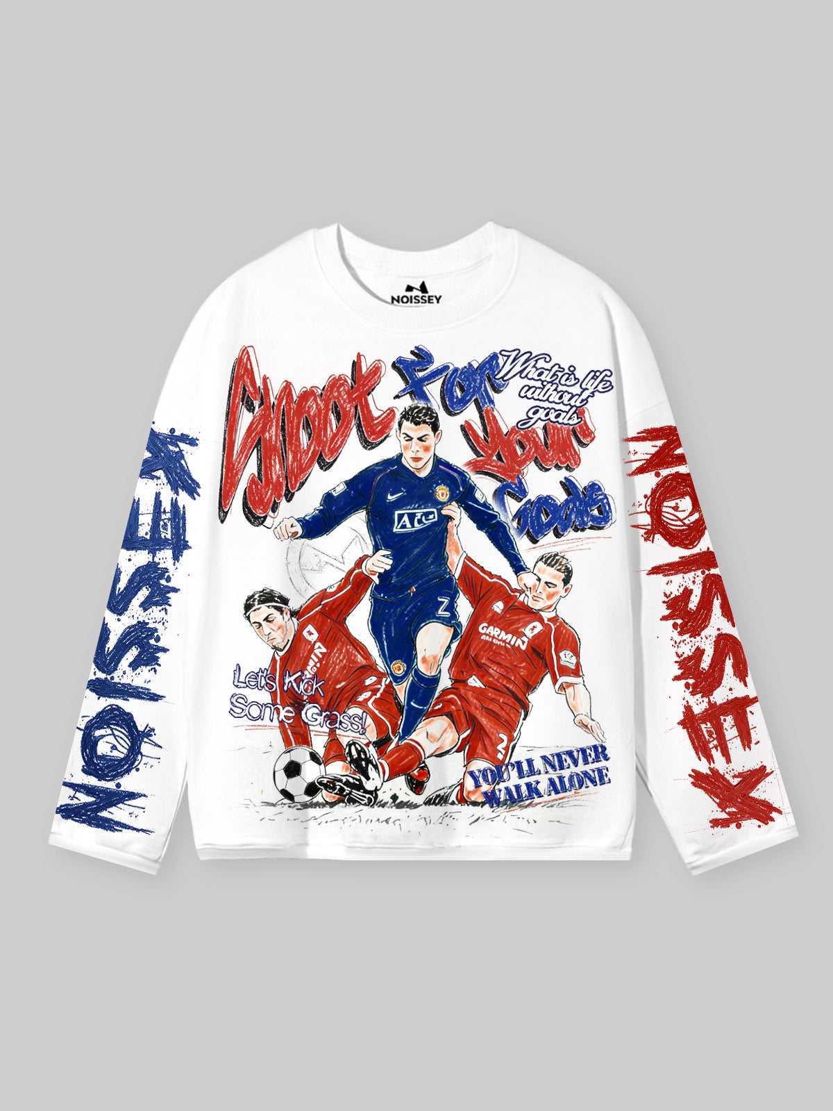 NOISSEY Stadium Clash Graffiti Art DTG Long Sleeve Shirt - White