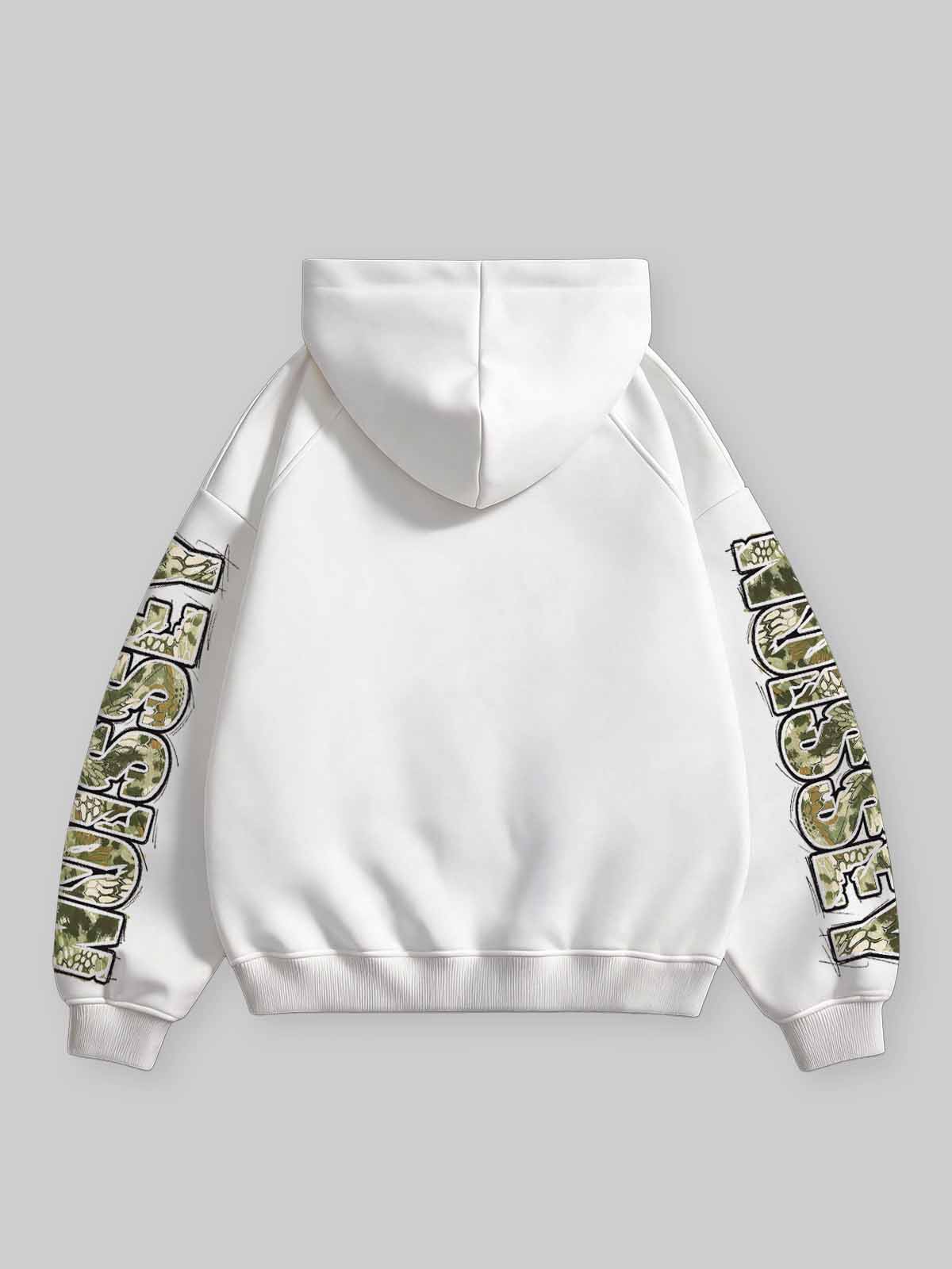 NOISSEY Camo Graffiti Supercar Hustle Theme White Zip-Up Hoodie