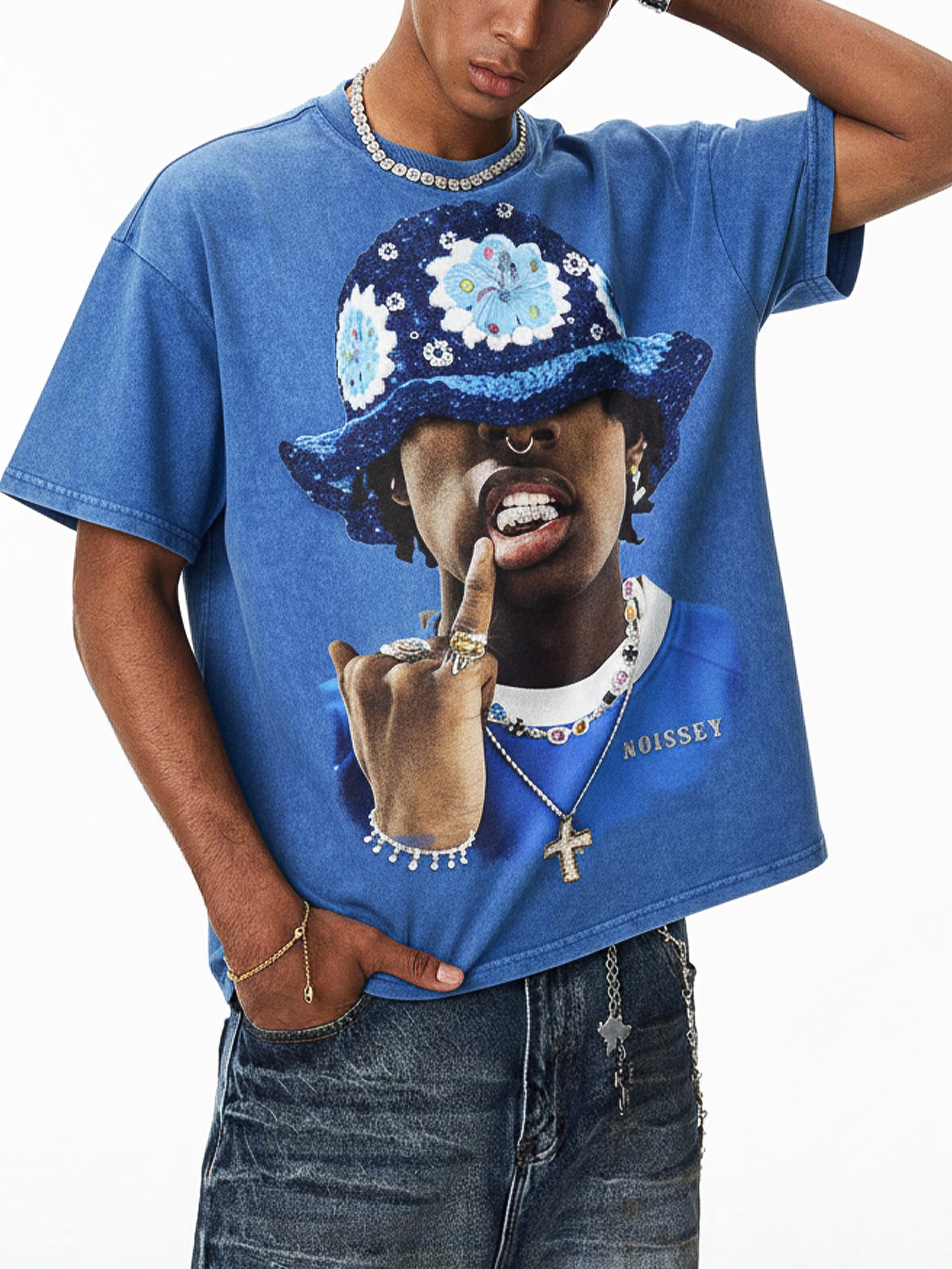 NOISSEY "Street Icon" Blue Tee - Vintage Graphic T-Shirt
