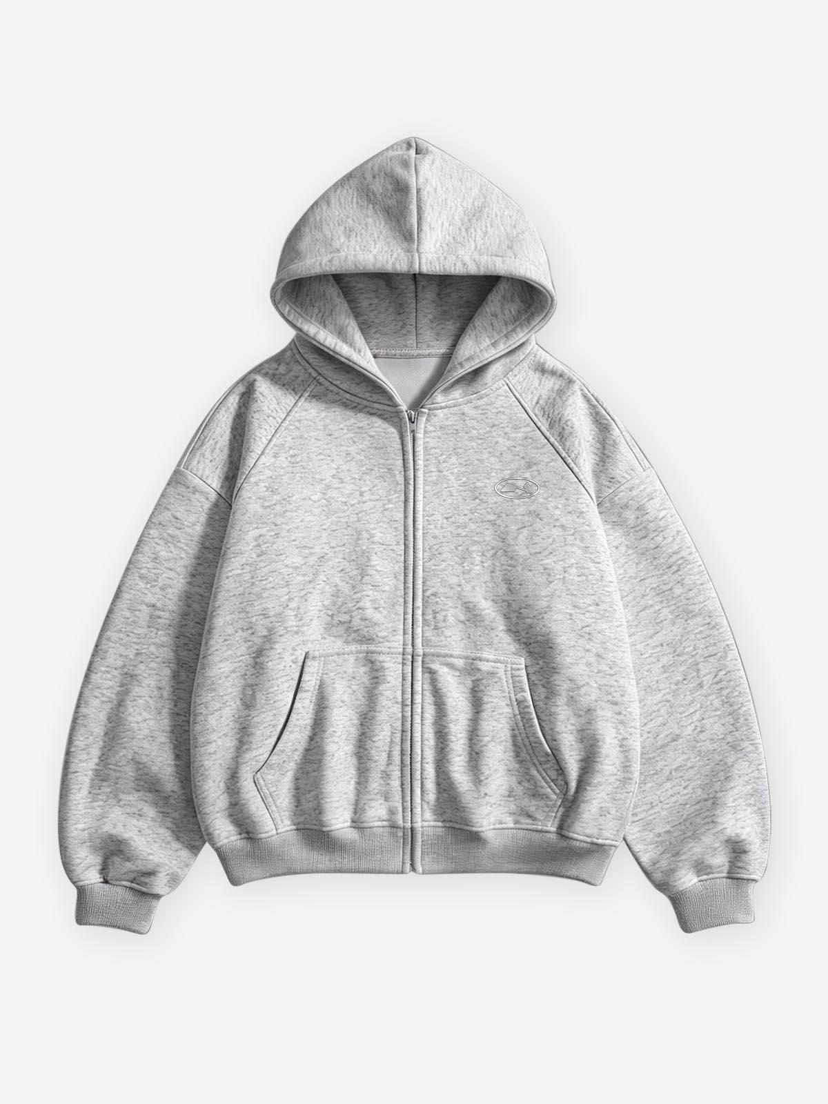 NOISSEY Essential Boxy Zip-Up Hoodie - Grey