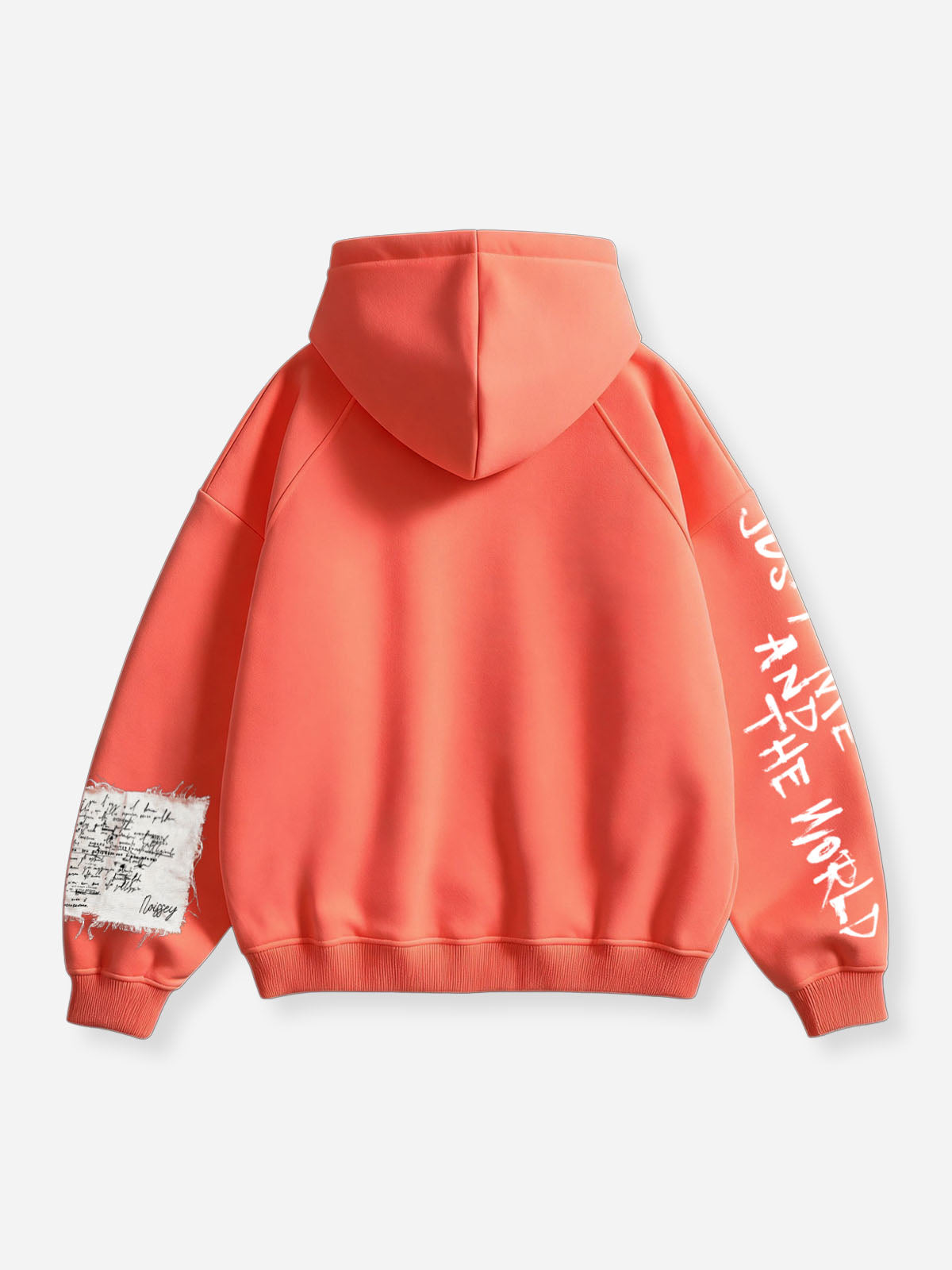 NOISSEY Vintage "The Last Supper" Faux Raw-Edge Patchwork Full-Zip Hoodie - Heritage Orange