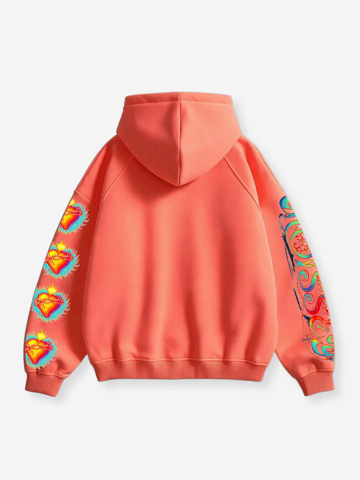 NOISSEY Thermal Mater Dolorosa Sacred Heart Zip-Up Hoodie - Dynamic Orange