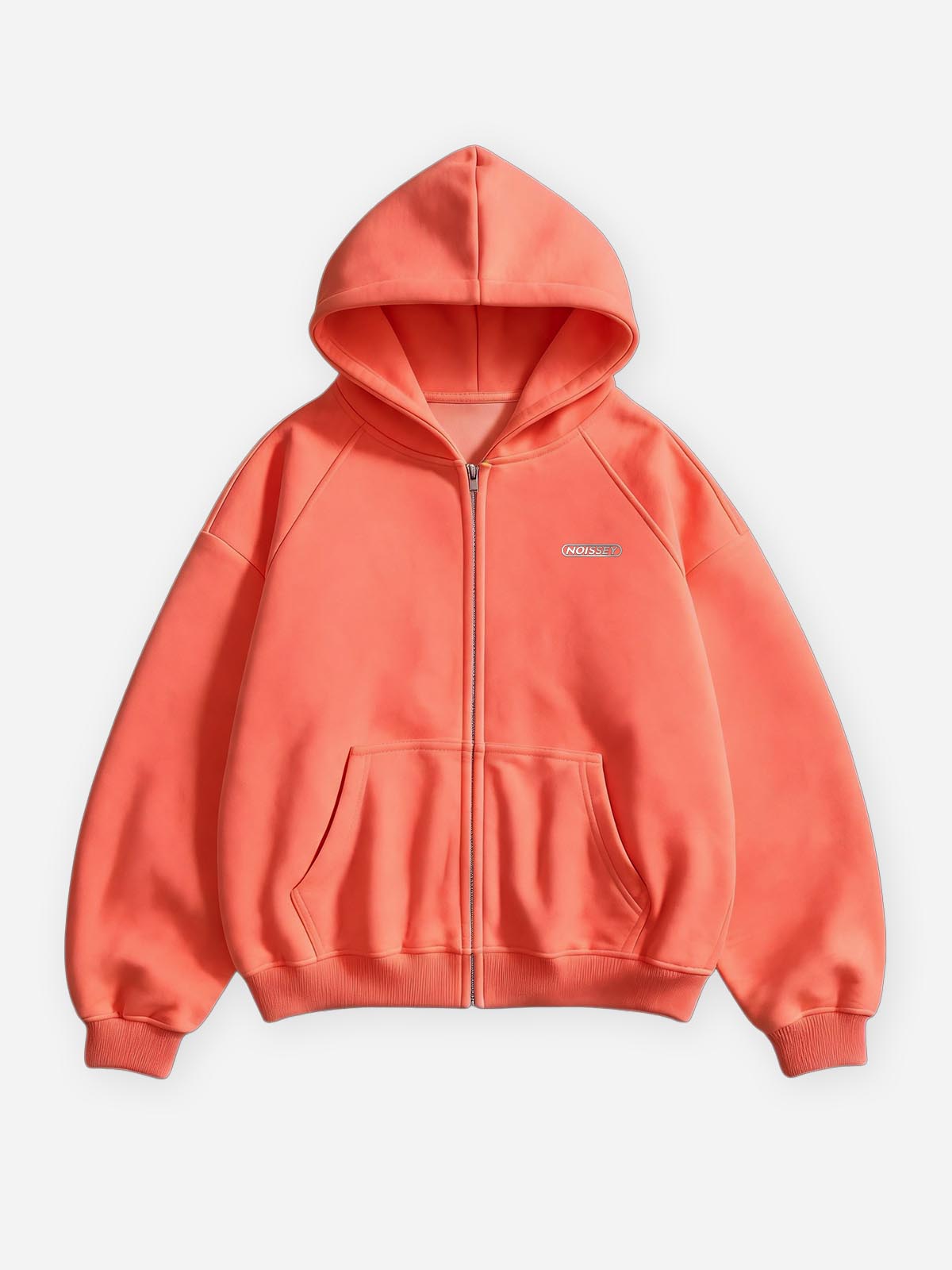 NOISSEY Essential Boxy Zip-Up Hoodie - Vibrant Orange