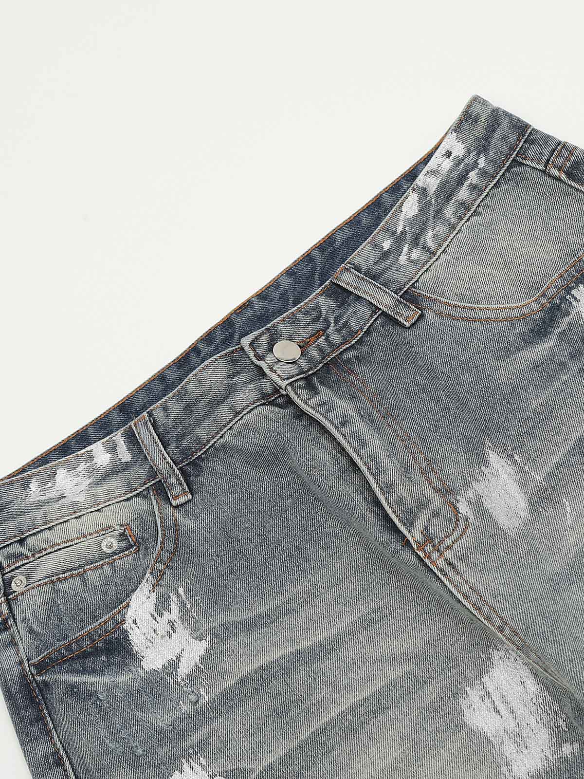 Straight-Leg Splash-Ink High-Street Jeans