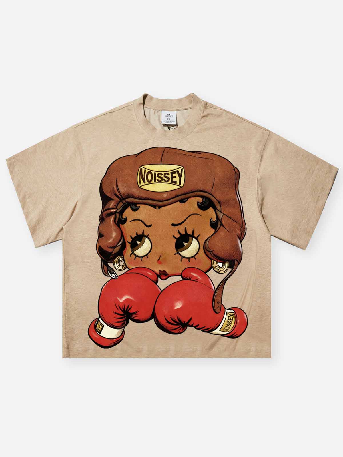 Cartoon Girl Boxing Print Boxy Oversized T-shirt