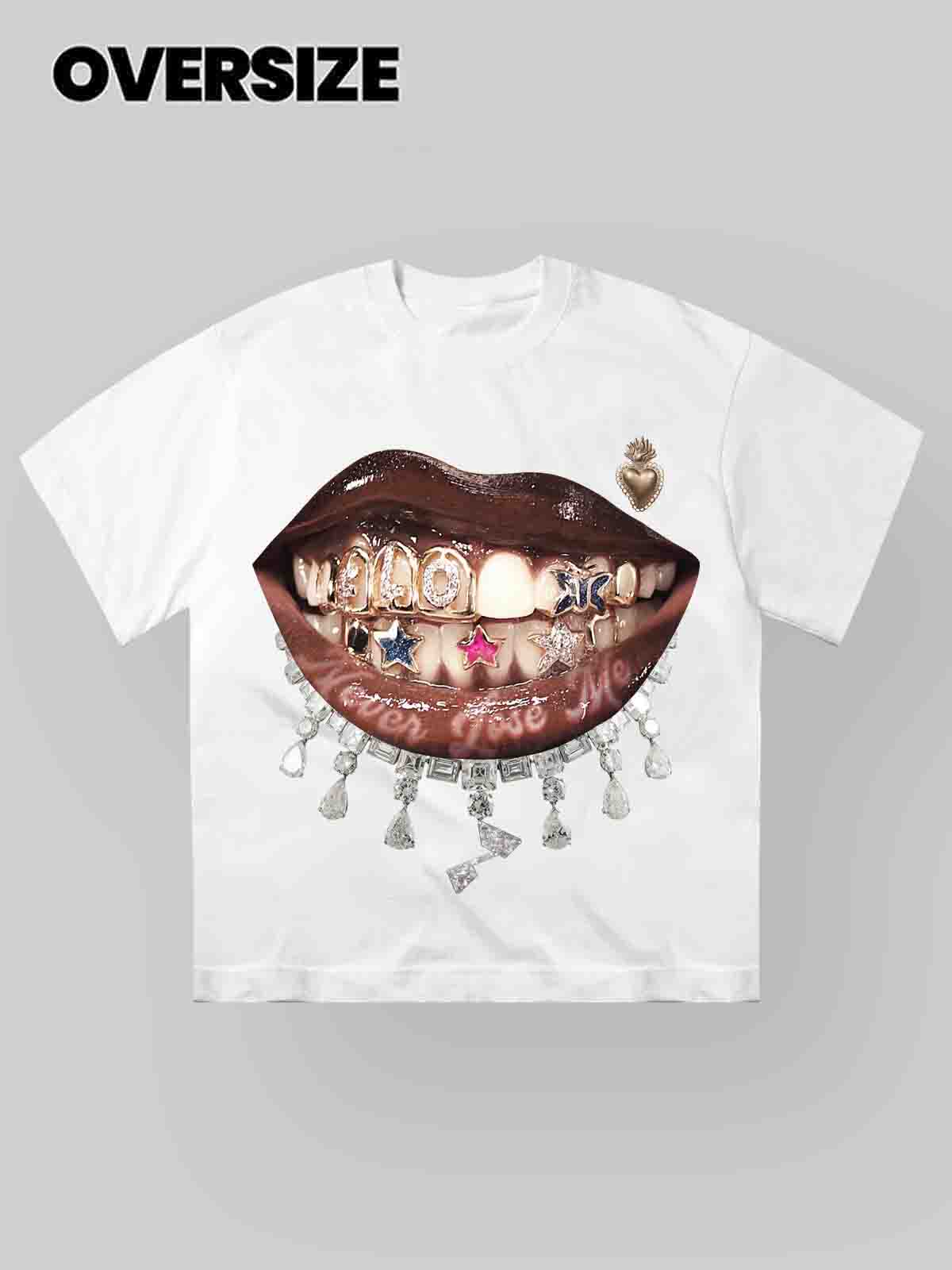 Glinting Grills & Diamonds Necklace T-Shirt