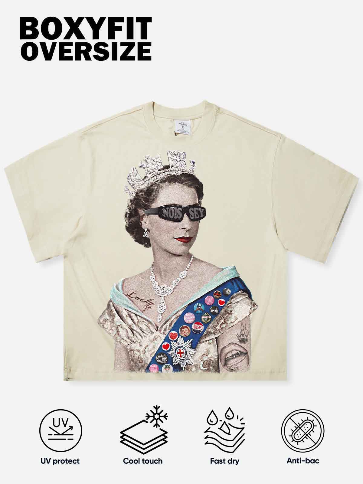 Boxy Oversized Beige T-shirt for Queen's DIY