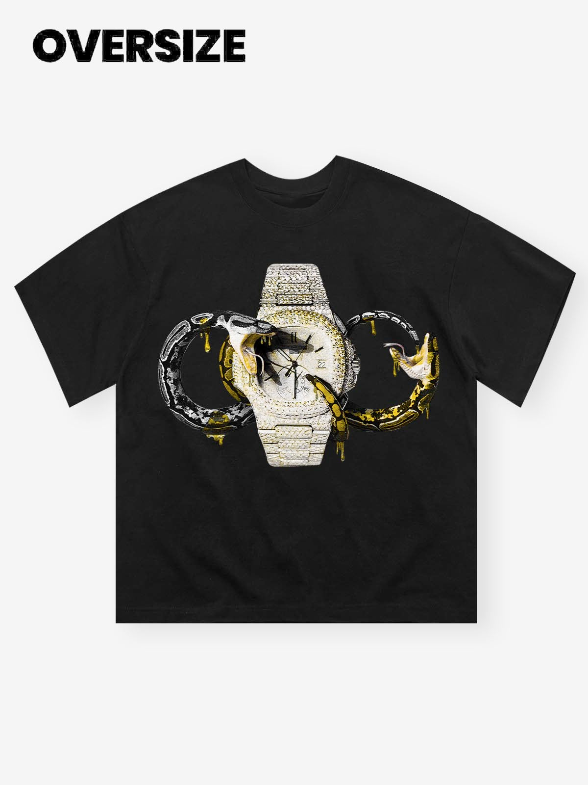 Diamond Watch & Snake Print T-shirt