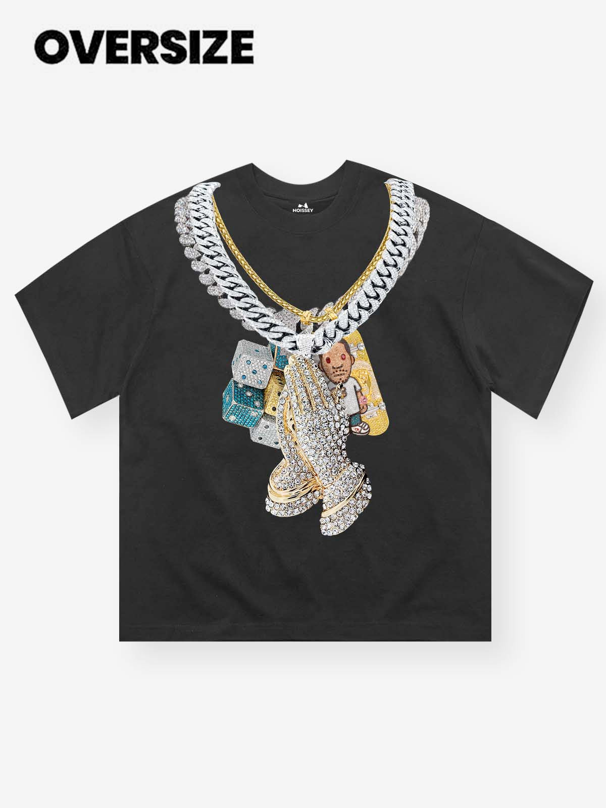 Praying Hands Diamond Necklace Printed T-shirt