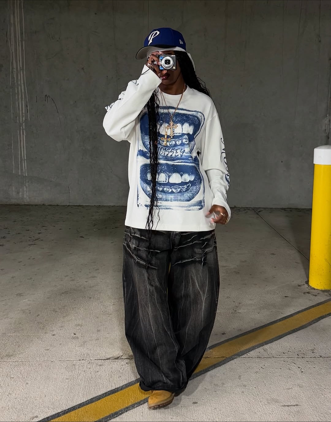 NOISSEY Blue "Double Grillz" Porcelain Cloud Air Cotton Long Sleeve