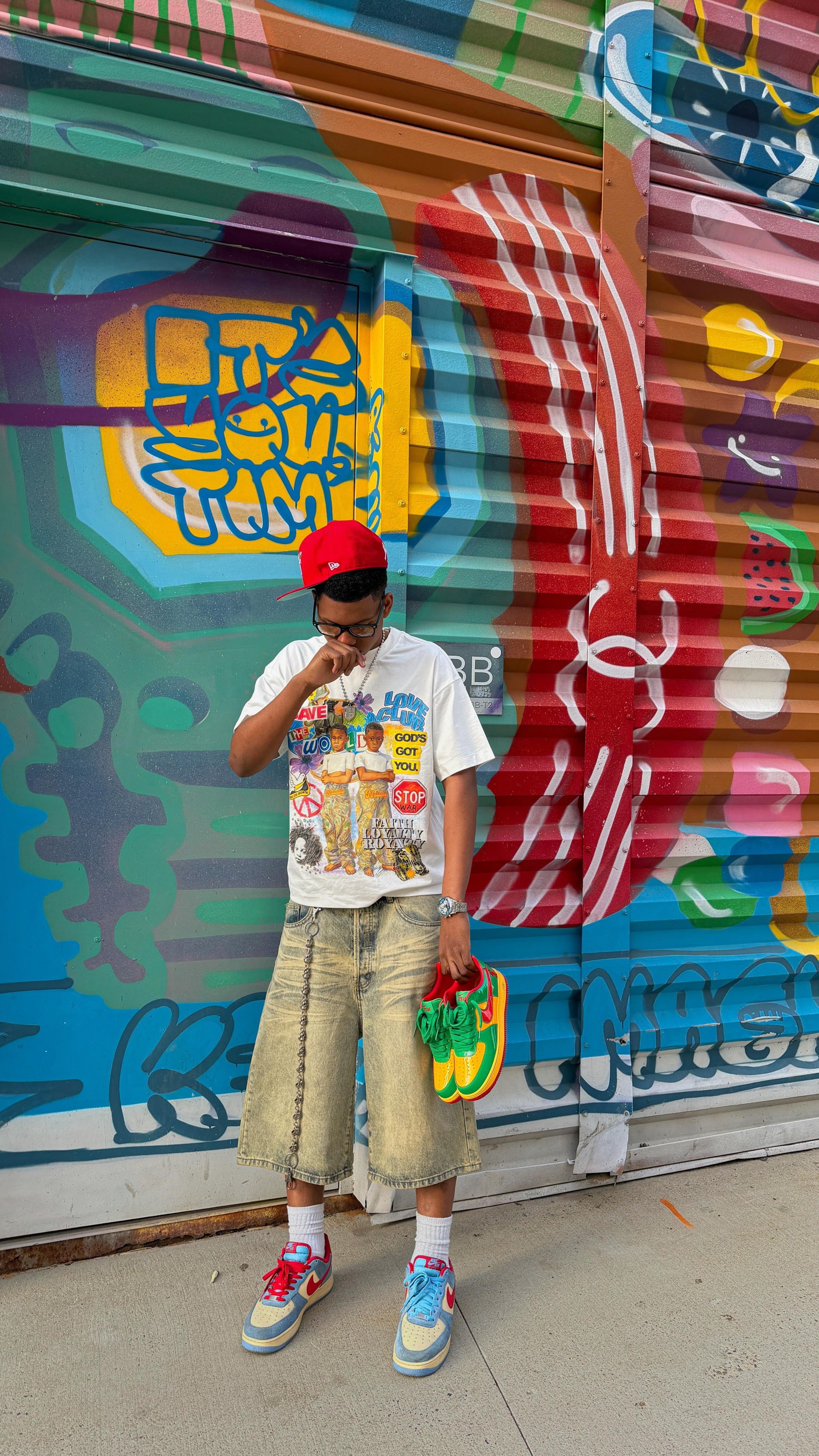 NOISSEY "Save The World" Peace Collage T-Shirt - Stop War & Faith Loyalty Graffiti Graphic Tee