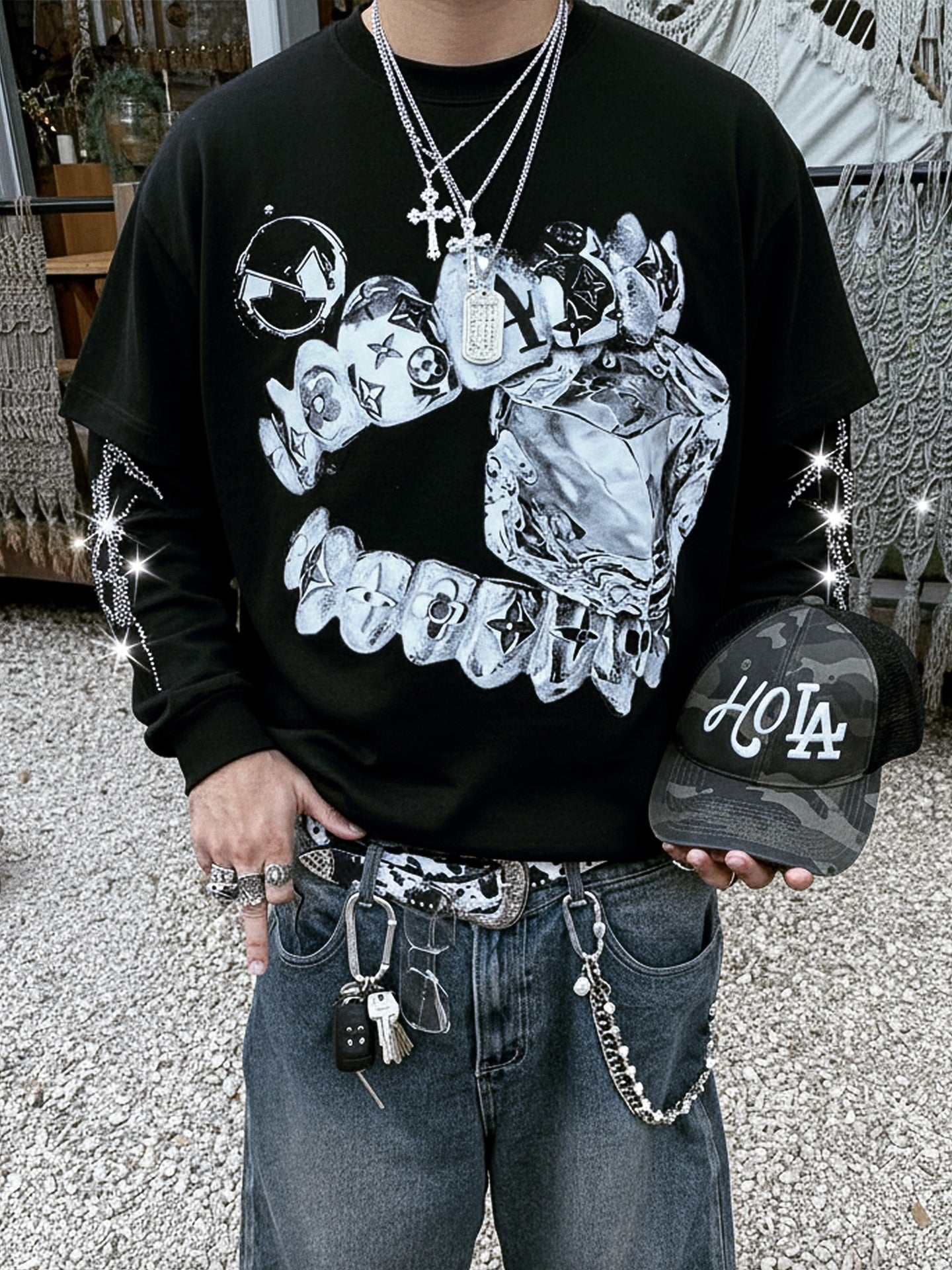 NOISSEY "Liquid Metal" Teeth & Diamond 2-Piece Layering Set