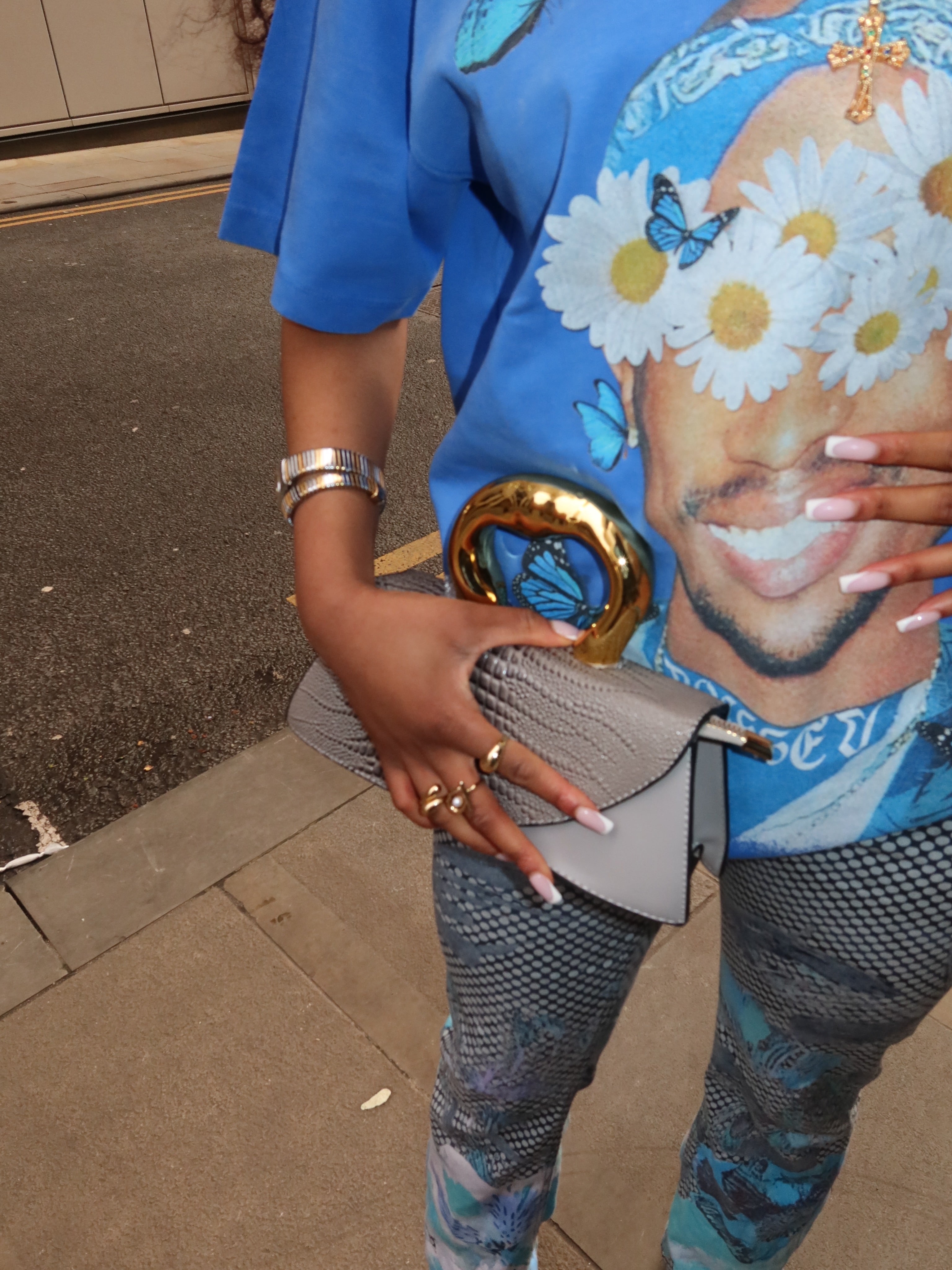 Rap Star Blue Washed Art Print T-Shirt