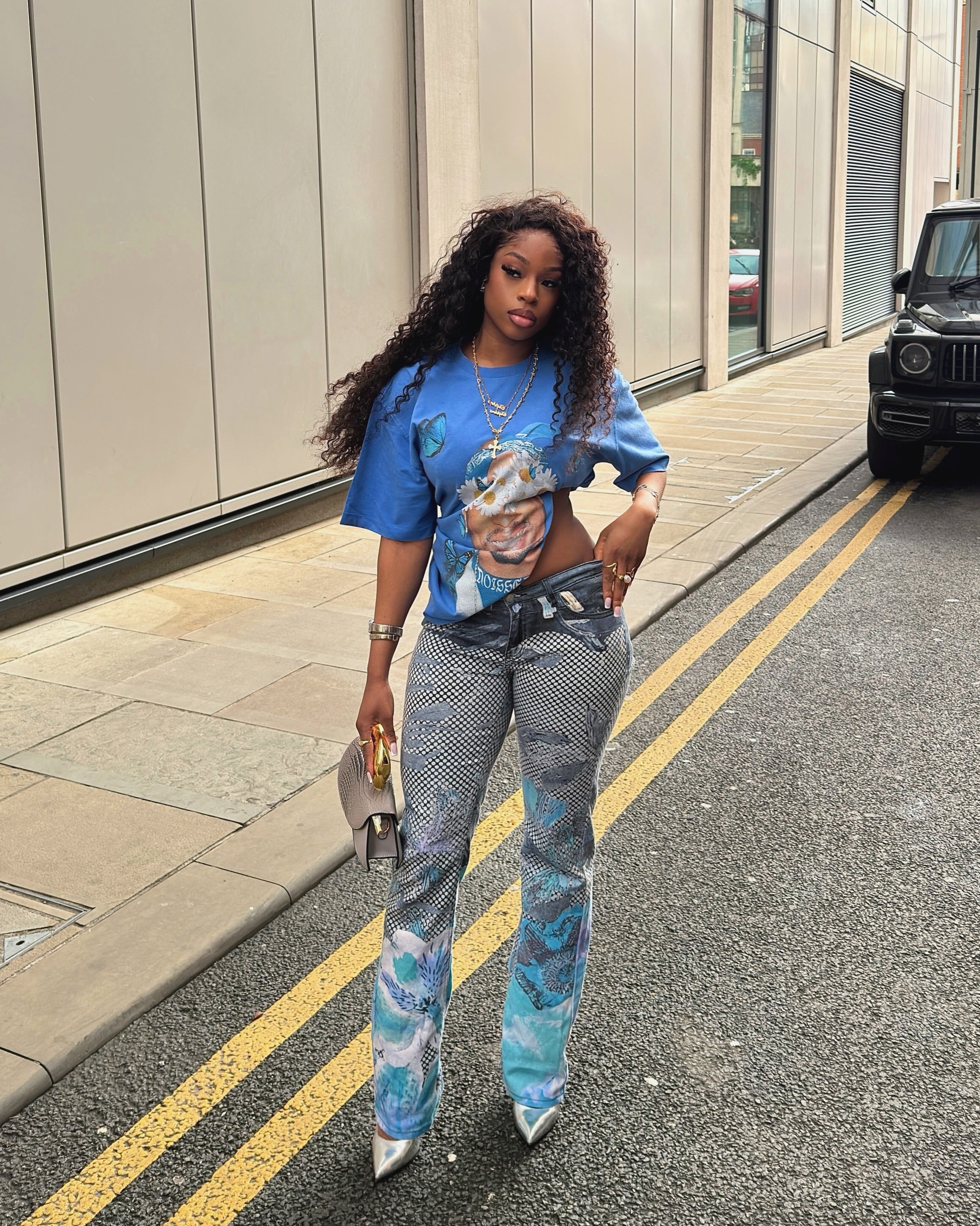 Rap Star Blue Washed Art Print T-Shirt