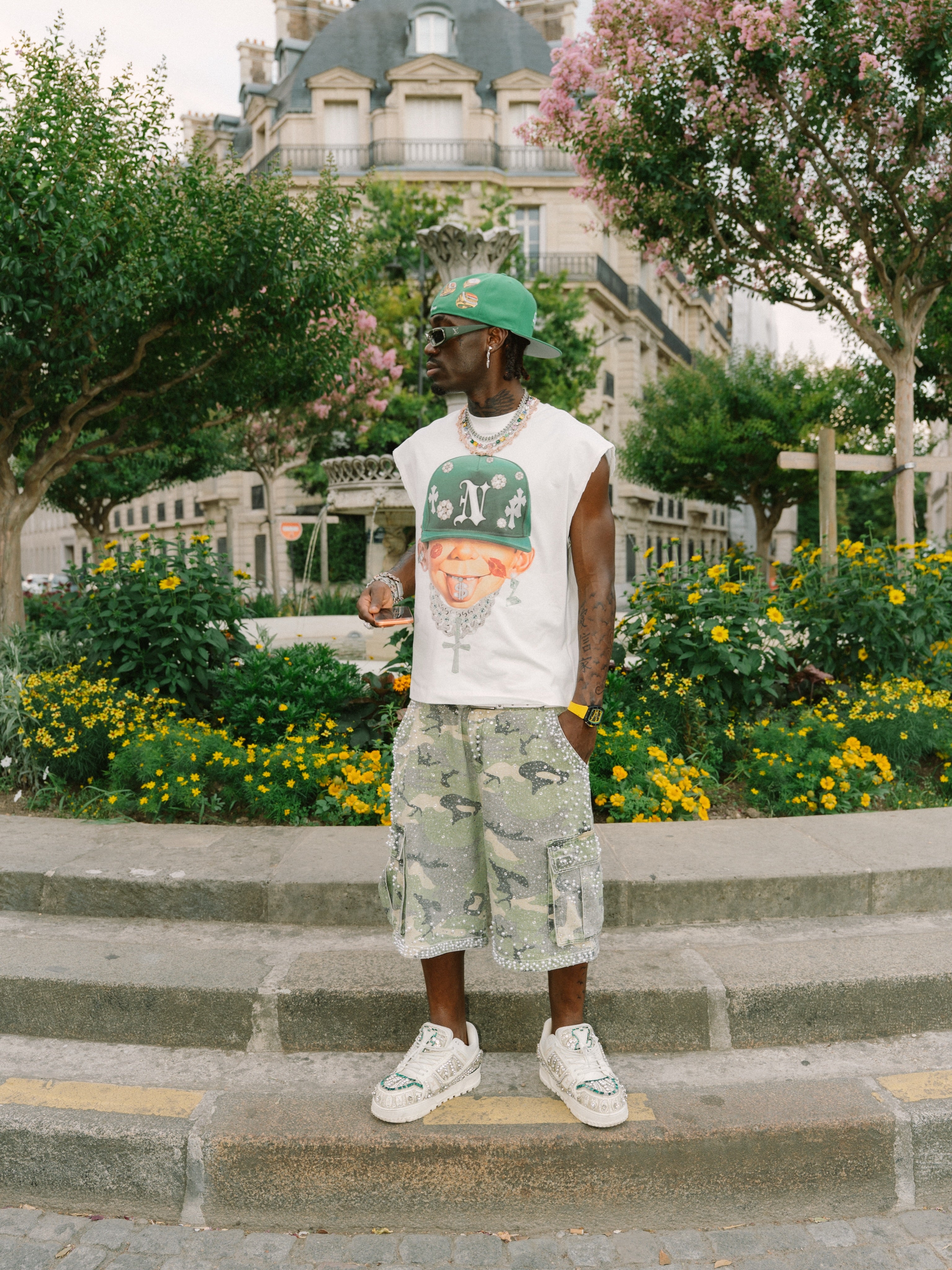 Bad Boy Green Diamond Print Tank Top