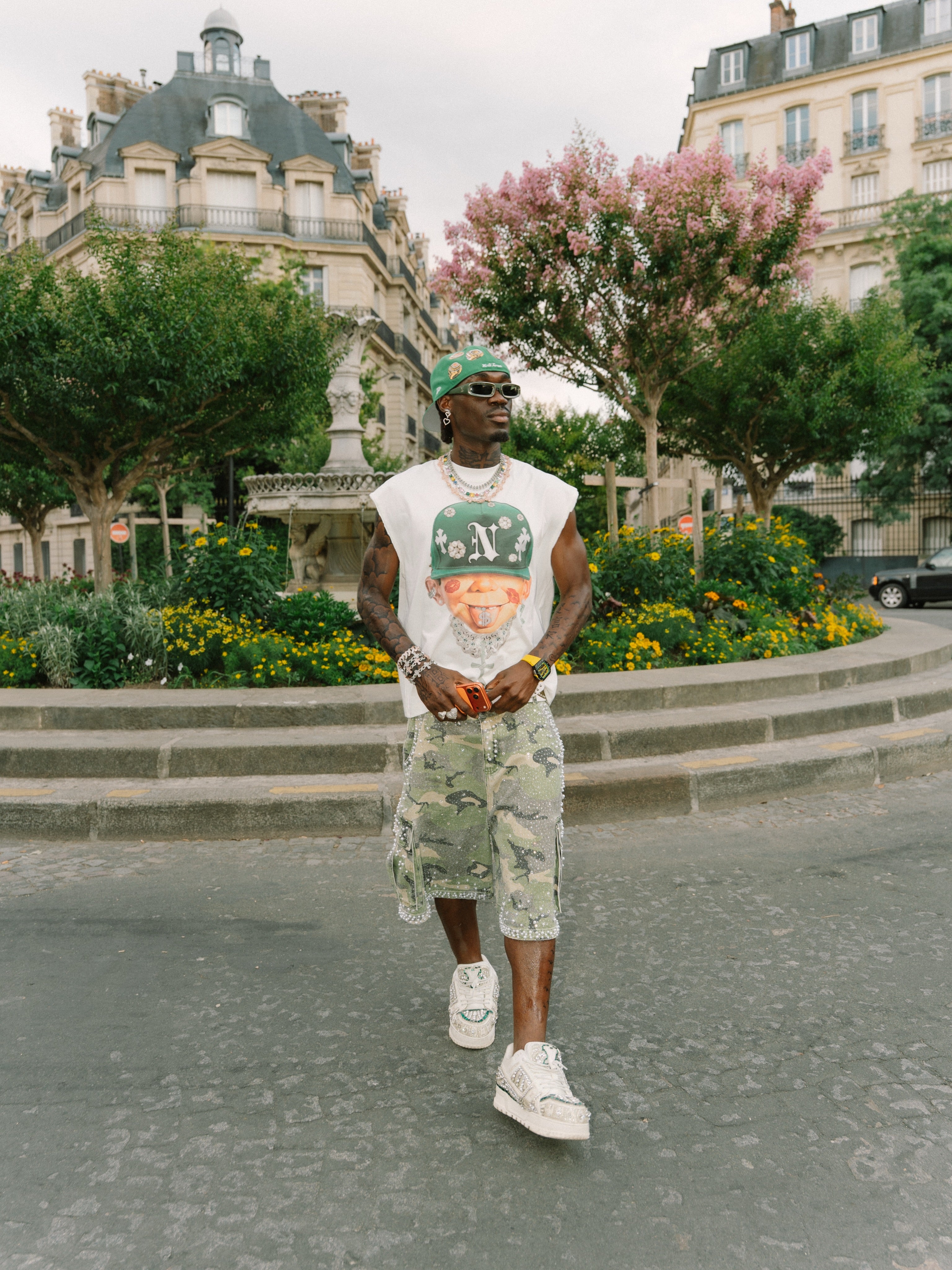 Bad Boy Green Diamond Print Tank Top