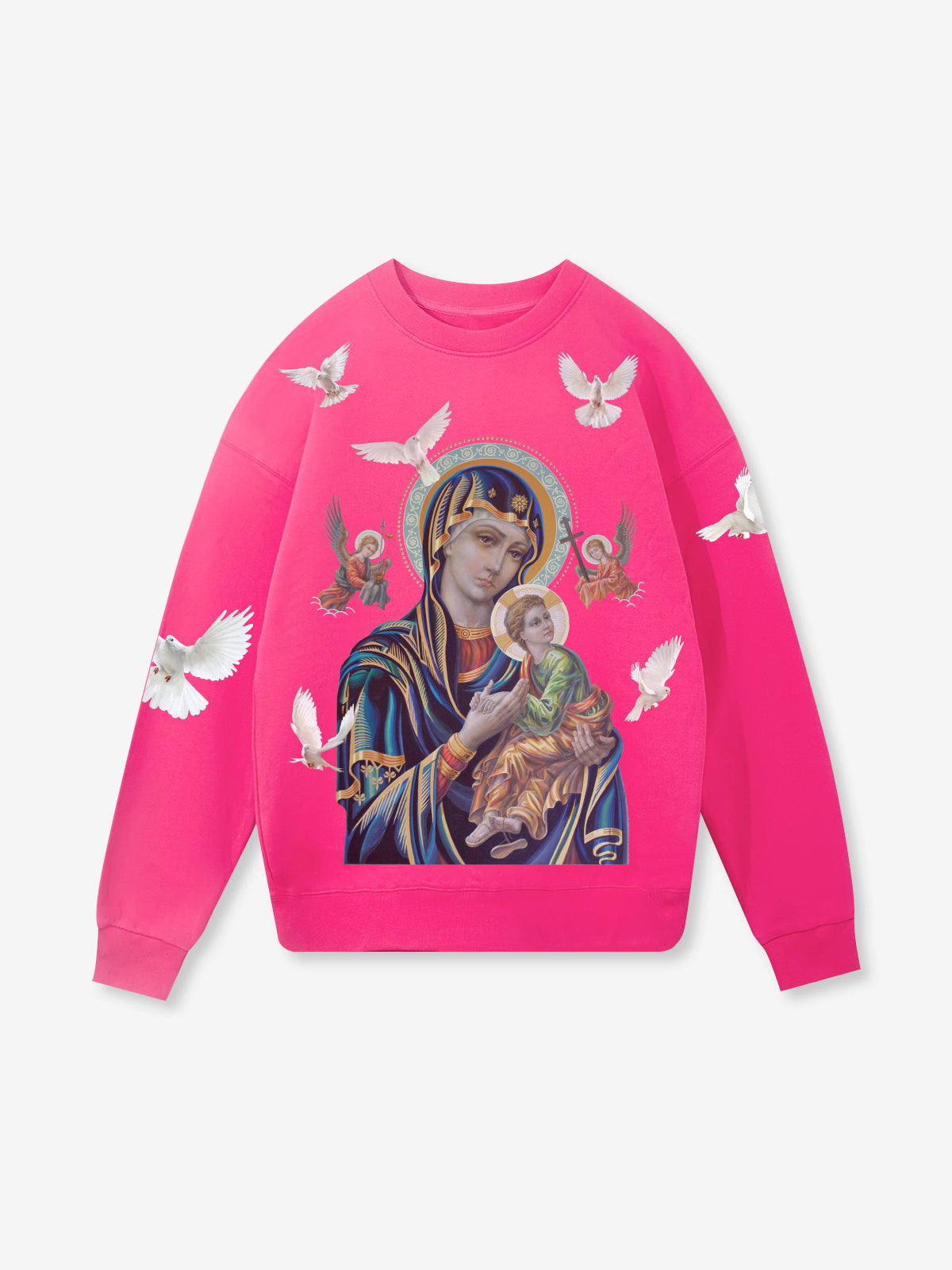 UNKNOWN ALLURE© Madonna and Child Thick 400g Round Neck Sweatshirt