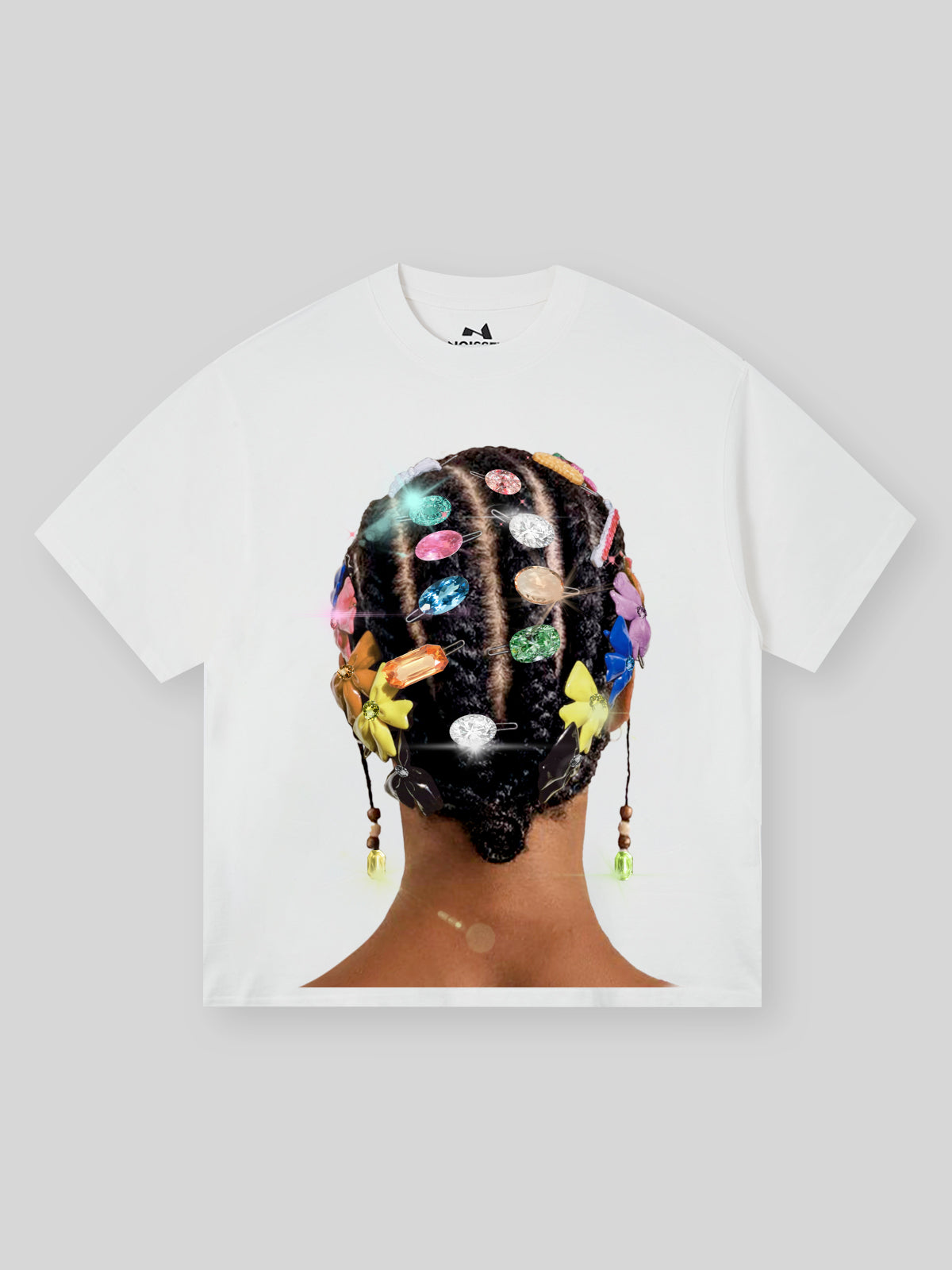 BOUNCE BACK© Vibrant colored diamonds and trendy braided print T-shirt