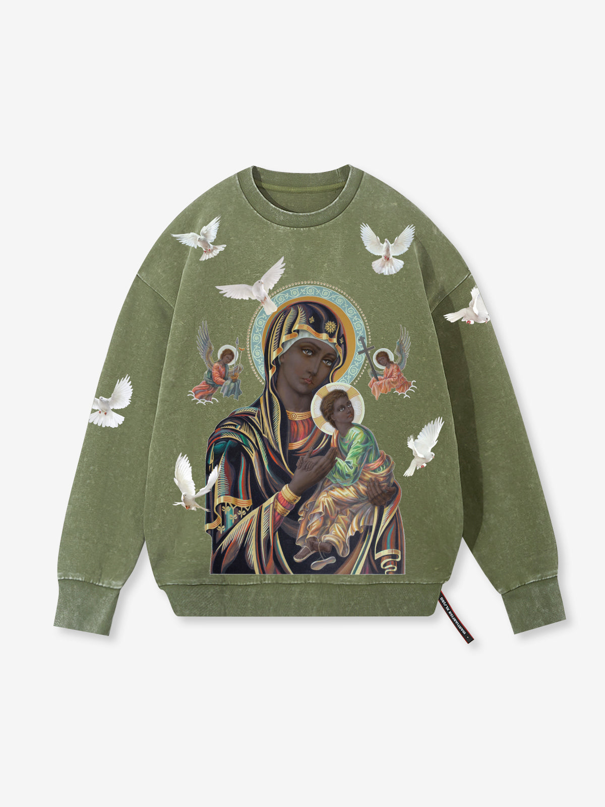 Sweat-shirt ras du cou vintage délavé Black Madonna 430 g UNKNOWN ALLURE©