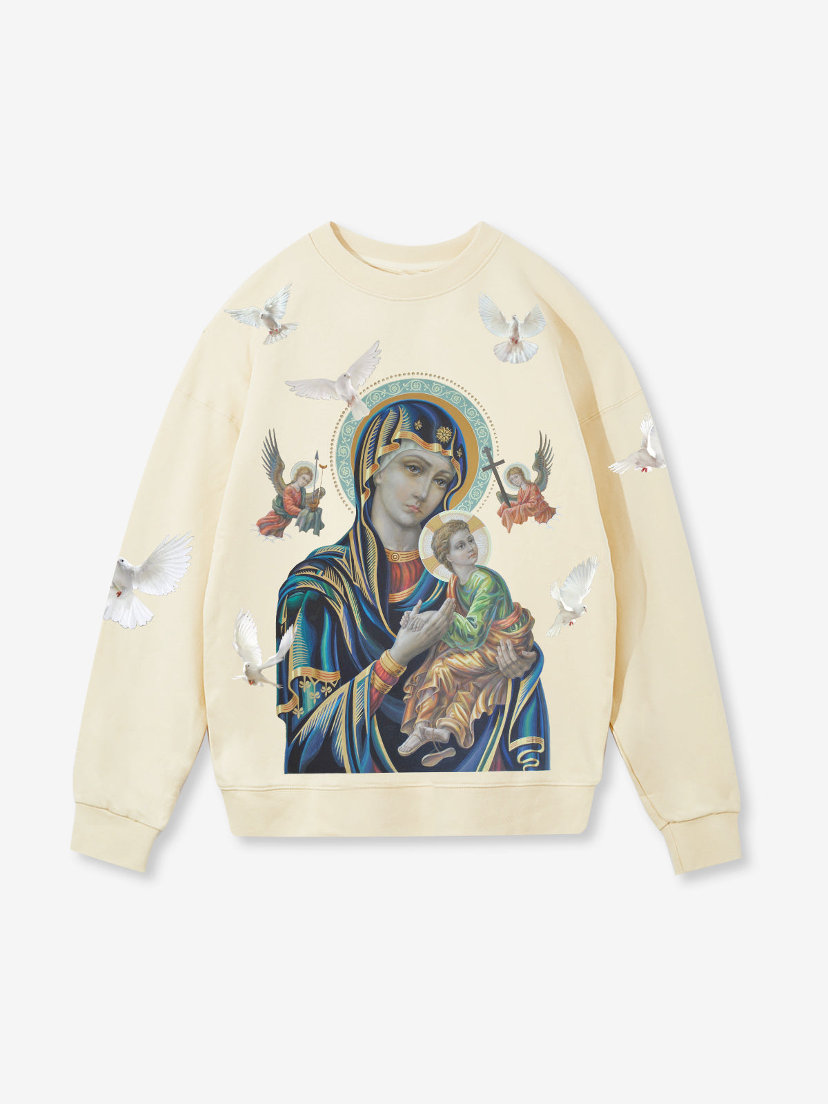 UNKNOWN ALLURE© Madonna und Kind Dickes 400g Rundhals-Sweatshirt