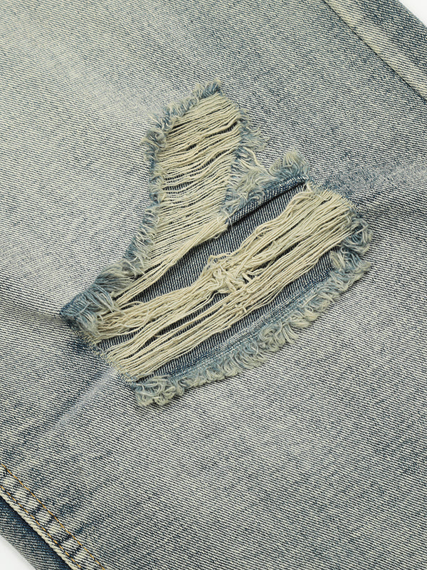 Vintage Washed High-Street Distressed Denim Jeans