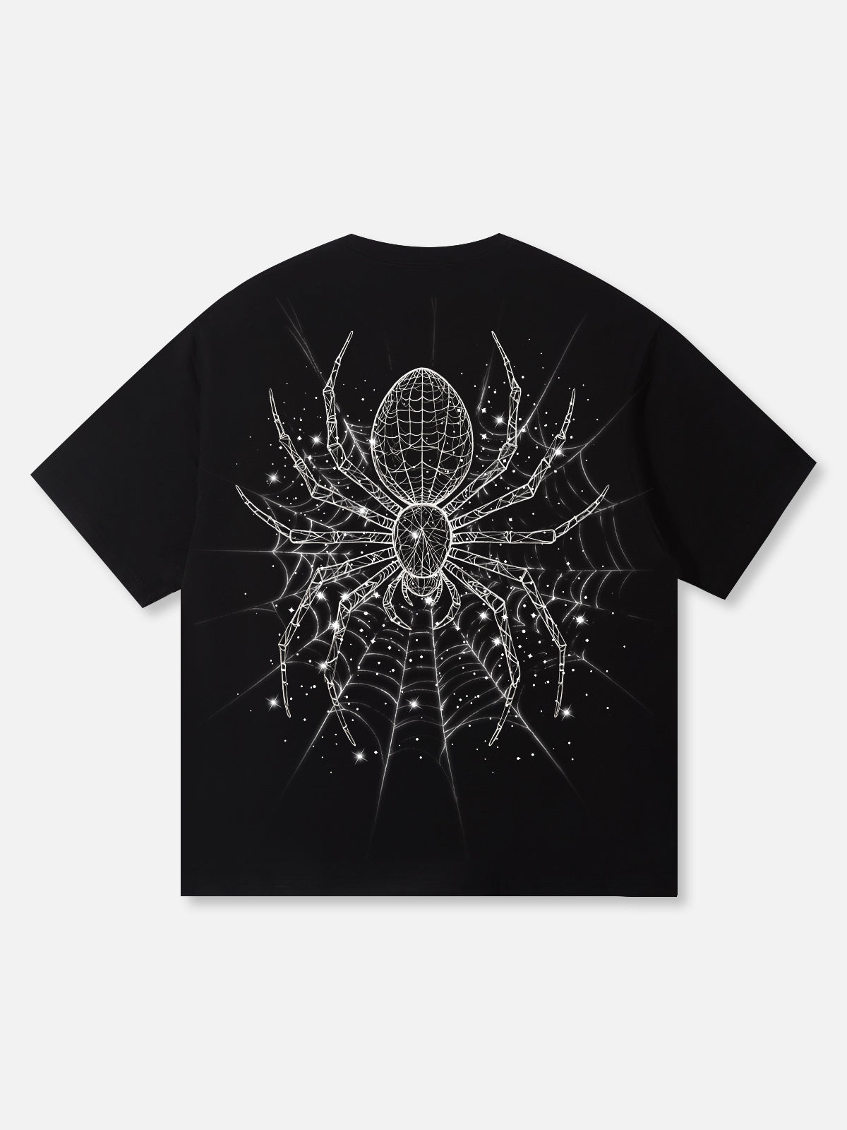 NOISSEY "Dark Web" Geometric 3D Spiderweb Dual-Sided Graphic Oversized T-Shirt