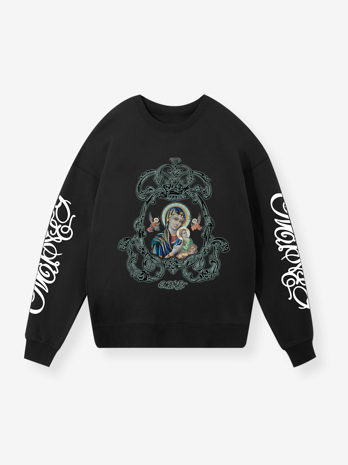 OBSTACLES & DANGERS© Black Madonna and Child Floral Frame Sweatshirt