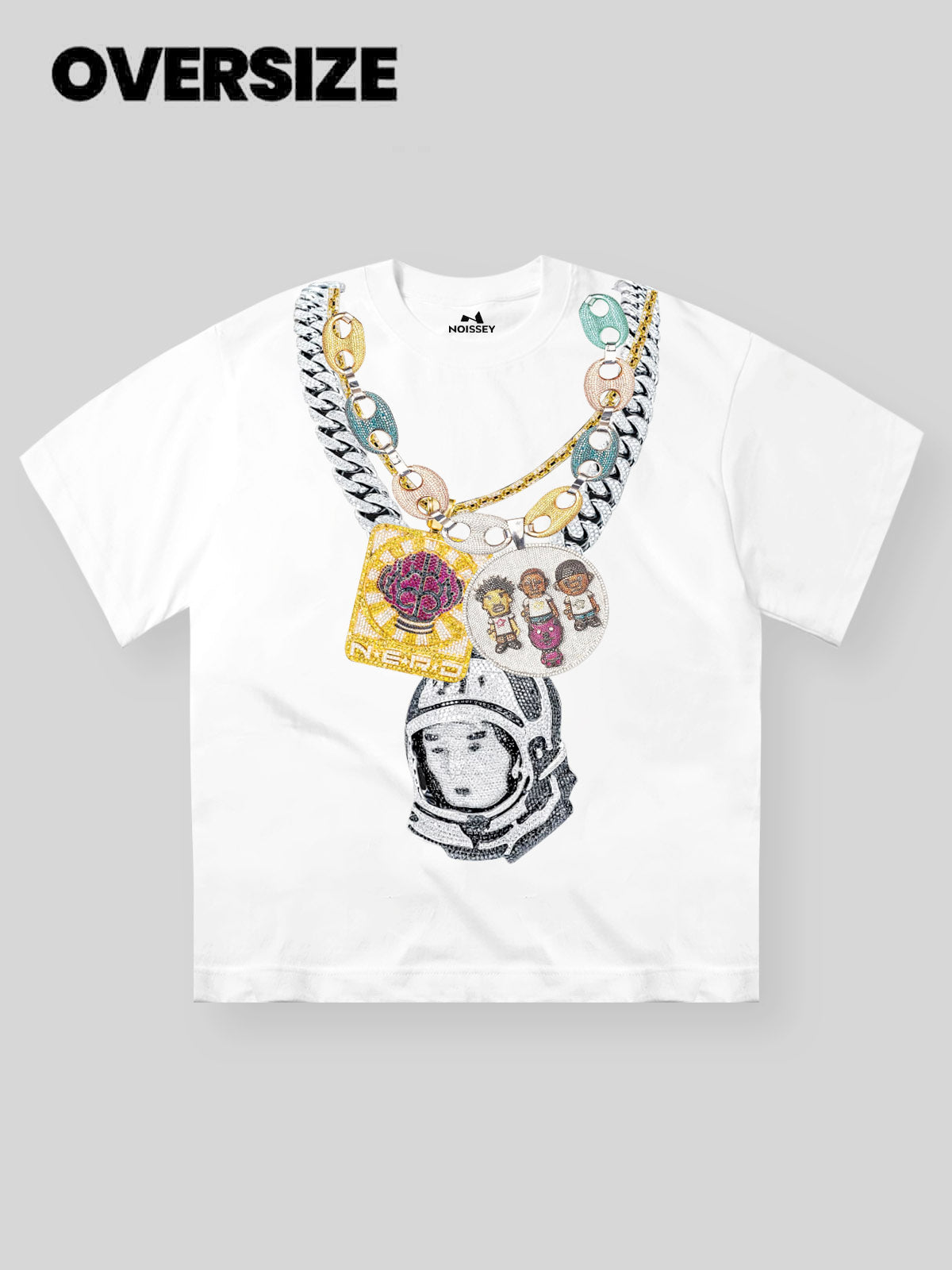 Memory-Carrying Rapper Necklace Printed T-shirt