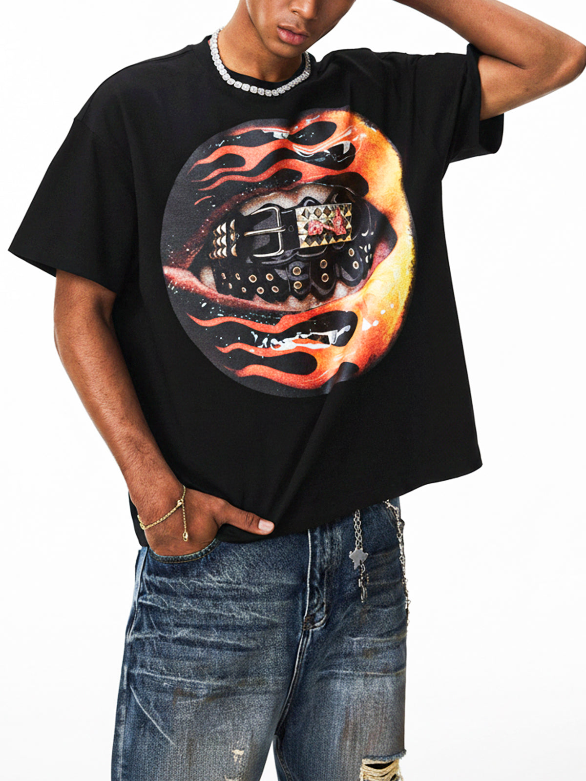 NOISSEY "Burnt Out Lips" Boxy Heavyweight Art Tee - Black