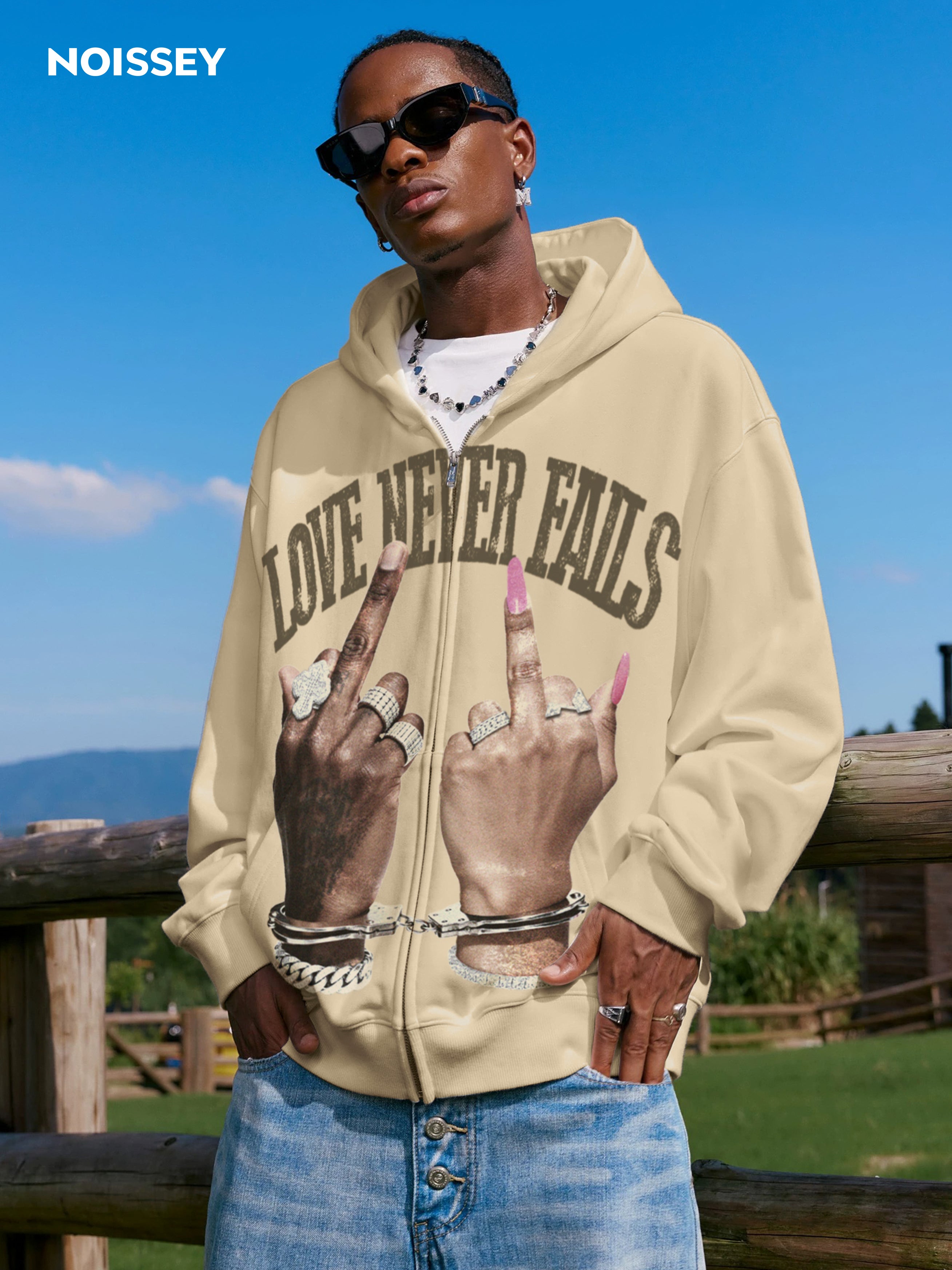 Love Never Fails Shell-Colored Warm Hoodie
