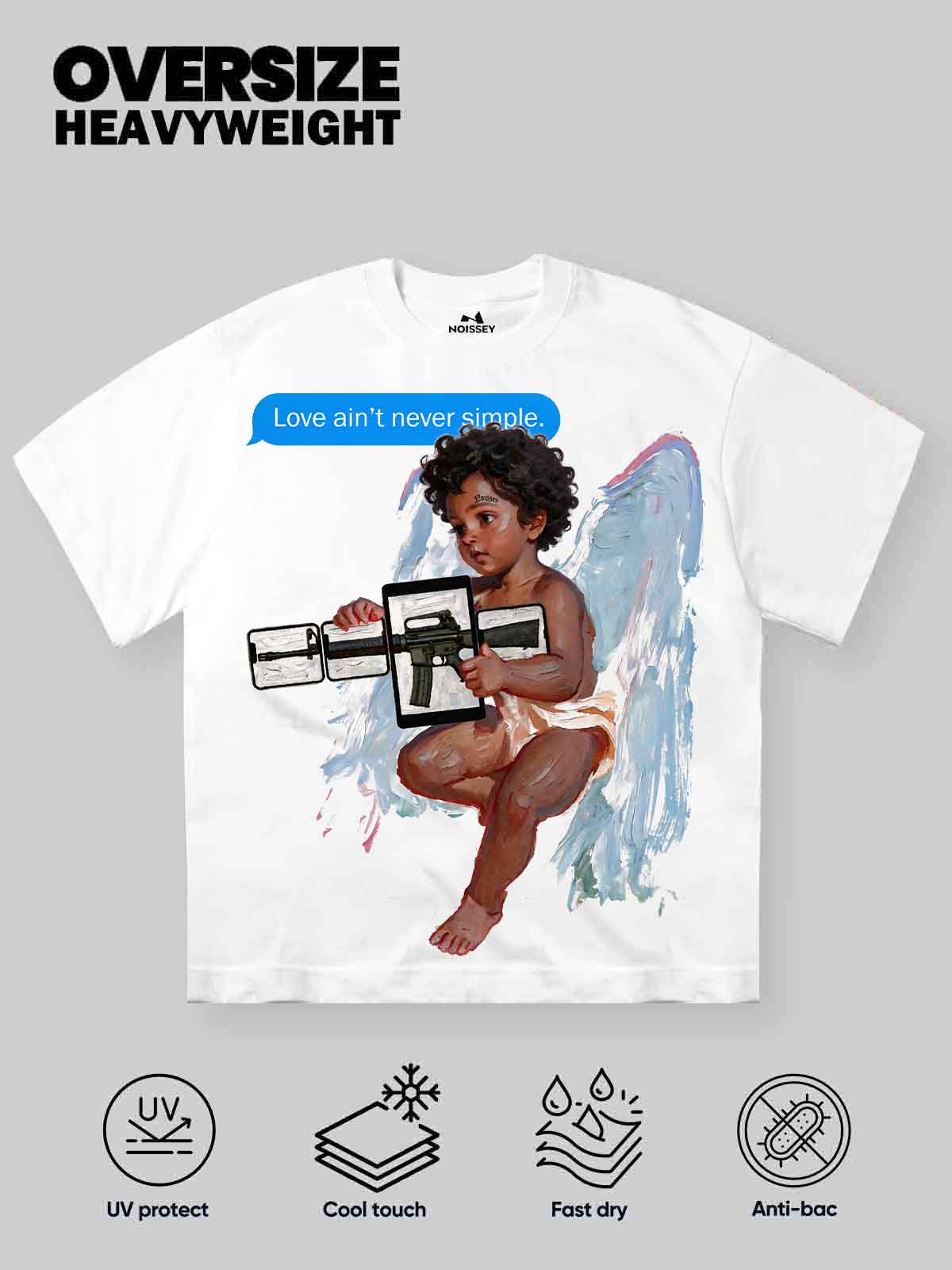 NOISSEY Modern Cherub Oil Painting Oversized T-Shirt - Pure White