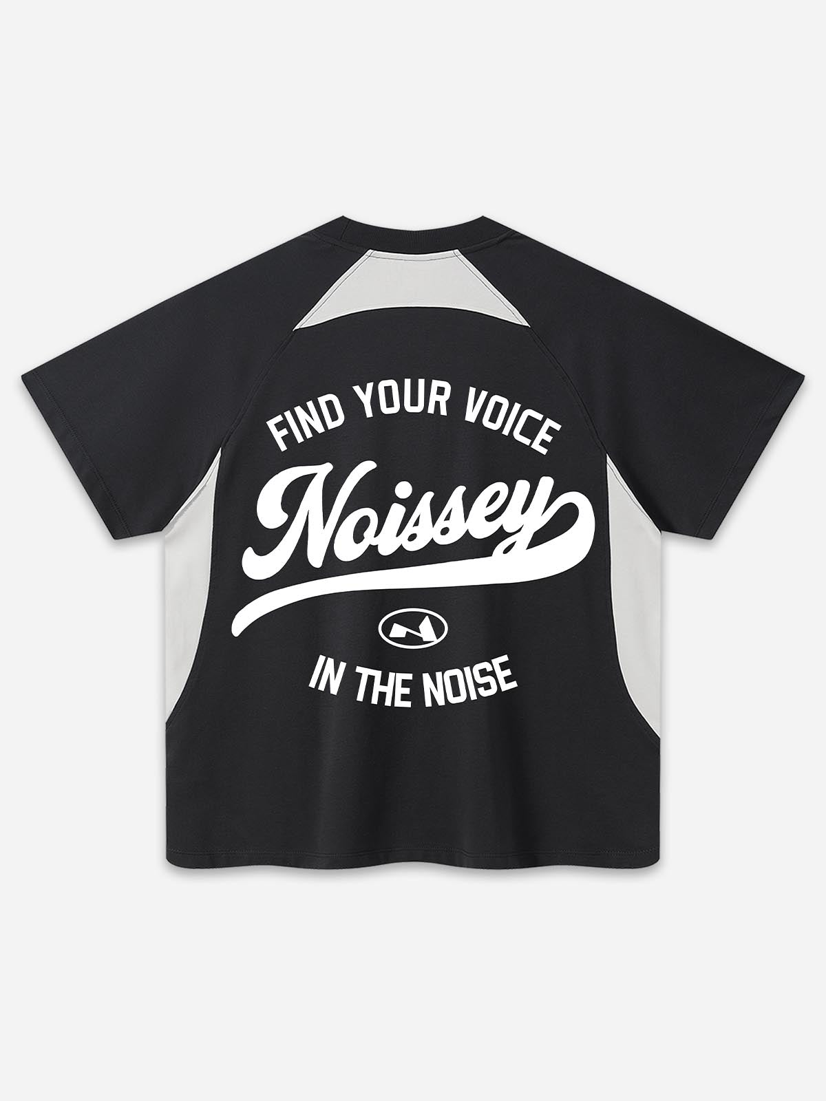 NOISSEY "FIND YOUR VOICE" OVERSIZED RAGLAN T-SHIRT - BLACK/WHITE