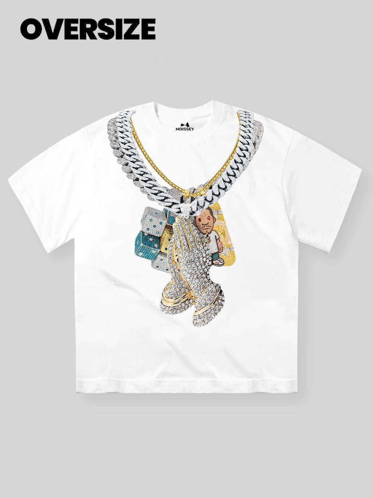 Praying Hands Diamond Necklace Printed T-shirt