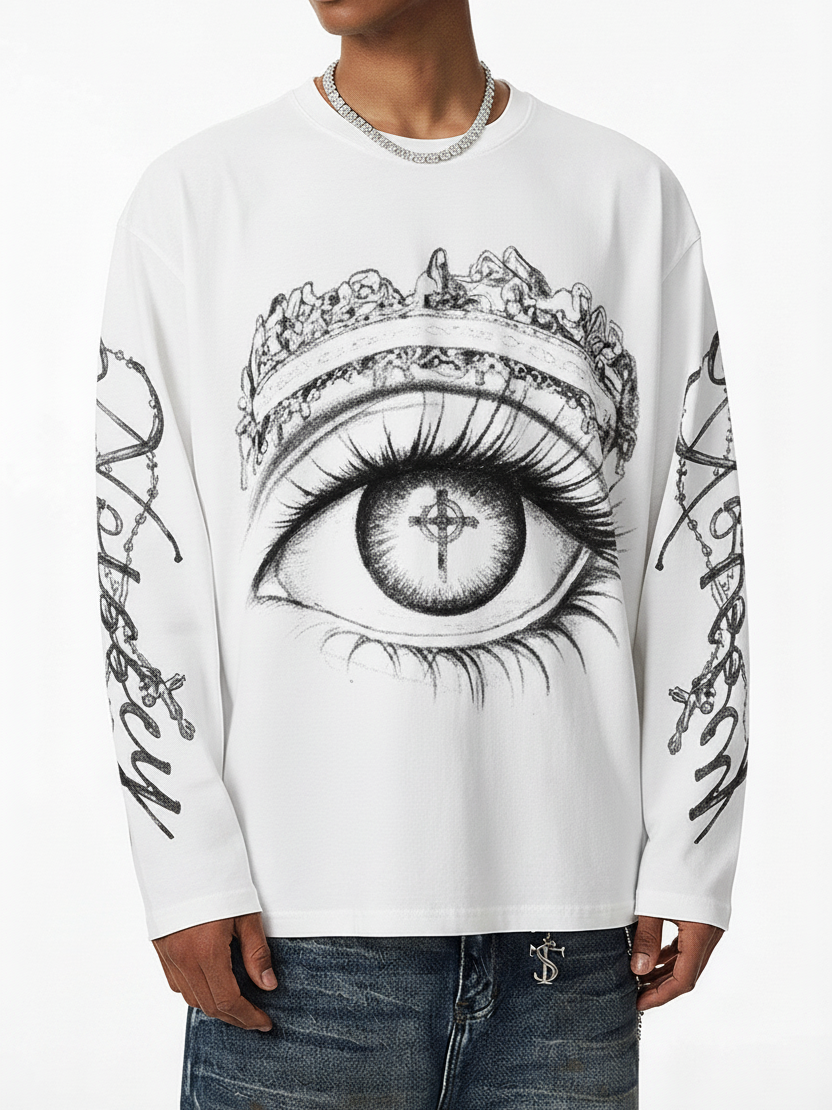NOISSEY "The Last Supper" Eye Graphic Long Sleeve - Heavyweight White