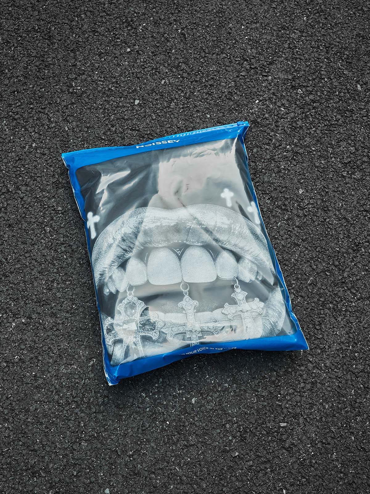 NOISSEY "Silver Sanctuary" Iced-Out Cross Graphic Hoodie - Midnight Black