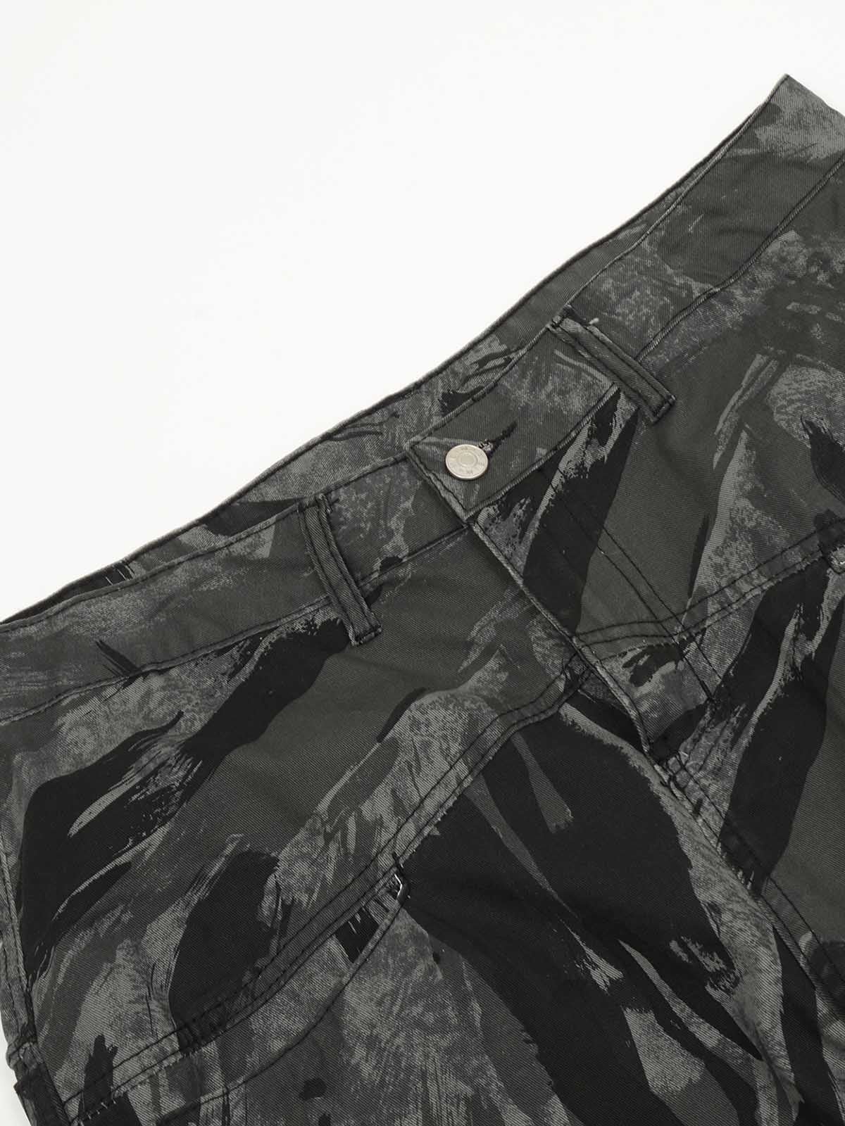 Pantalon coupe droite style camouflage vintage