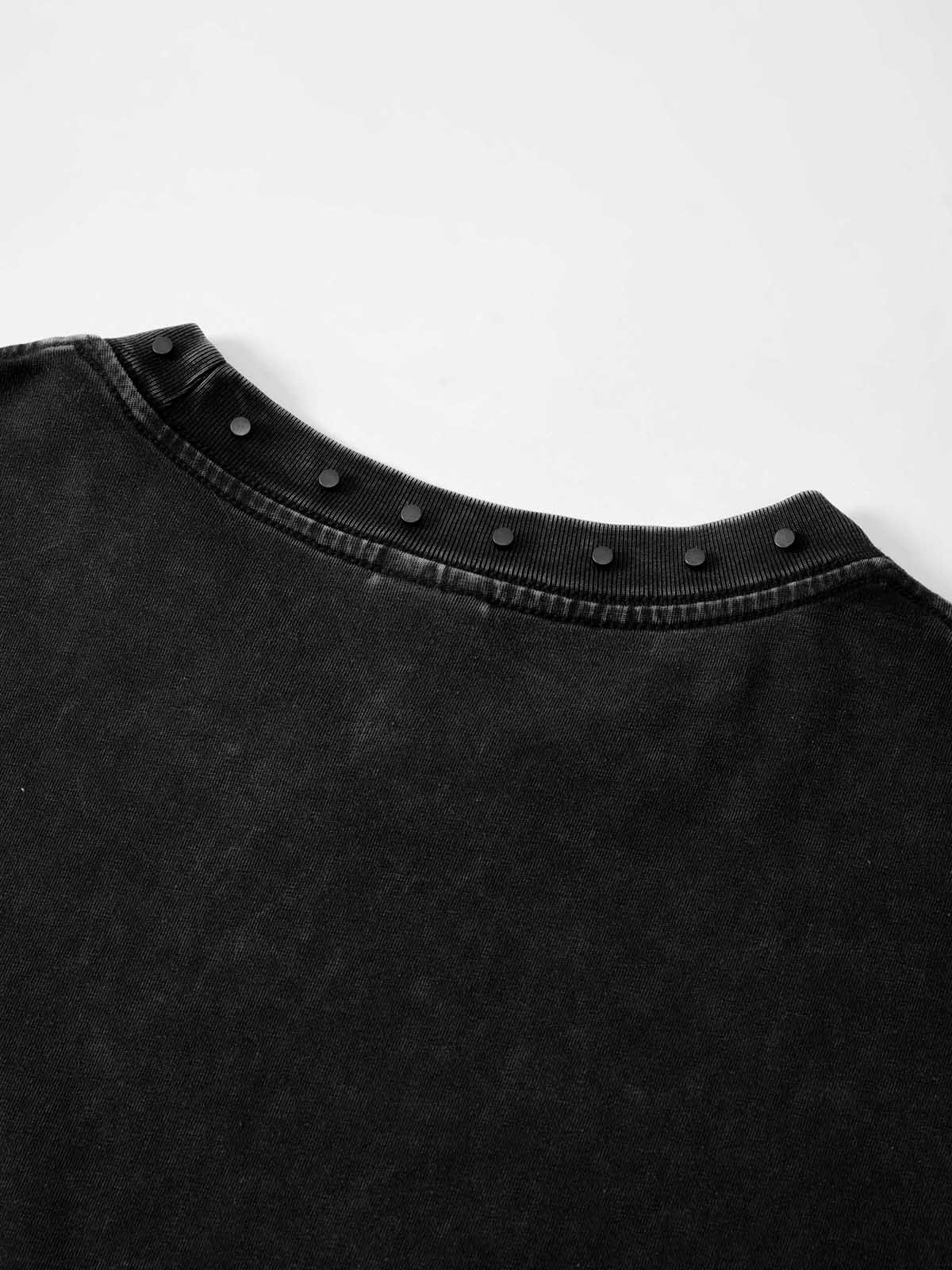 Badboy Shining Figure Studded Collar Art Portrait T-Shirt