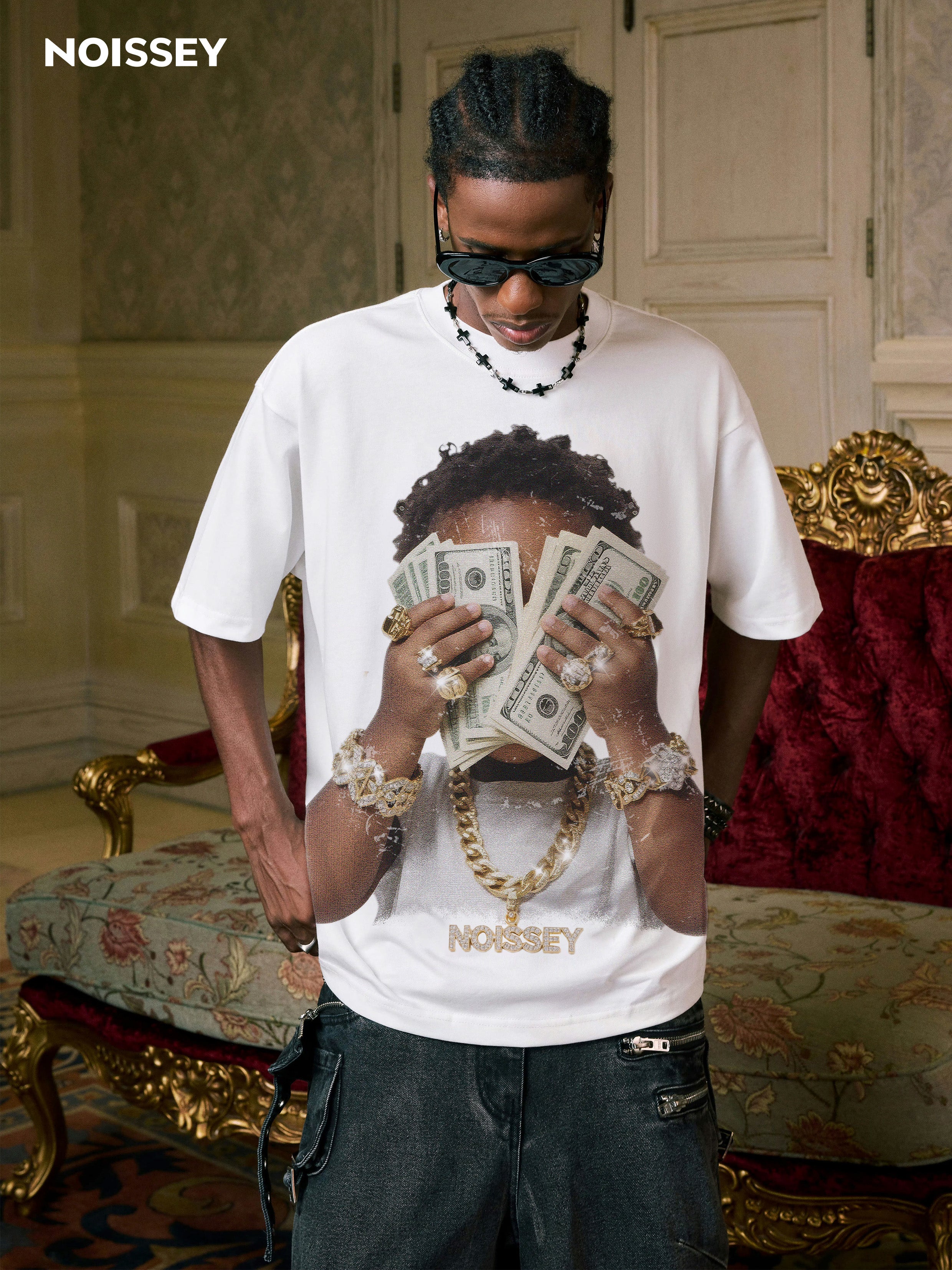 High Quality Wealthy Baby Vintage Print 350g T-shirt
