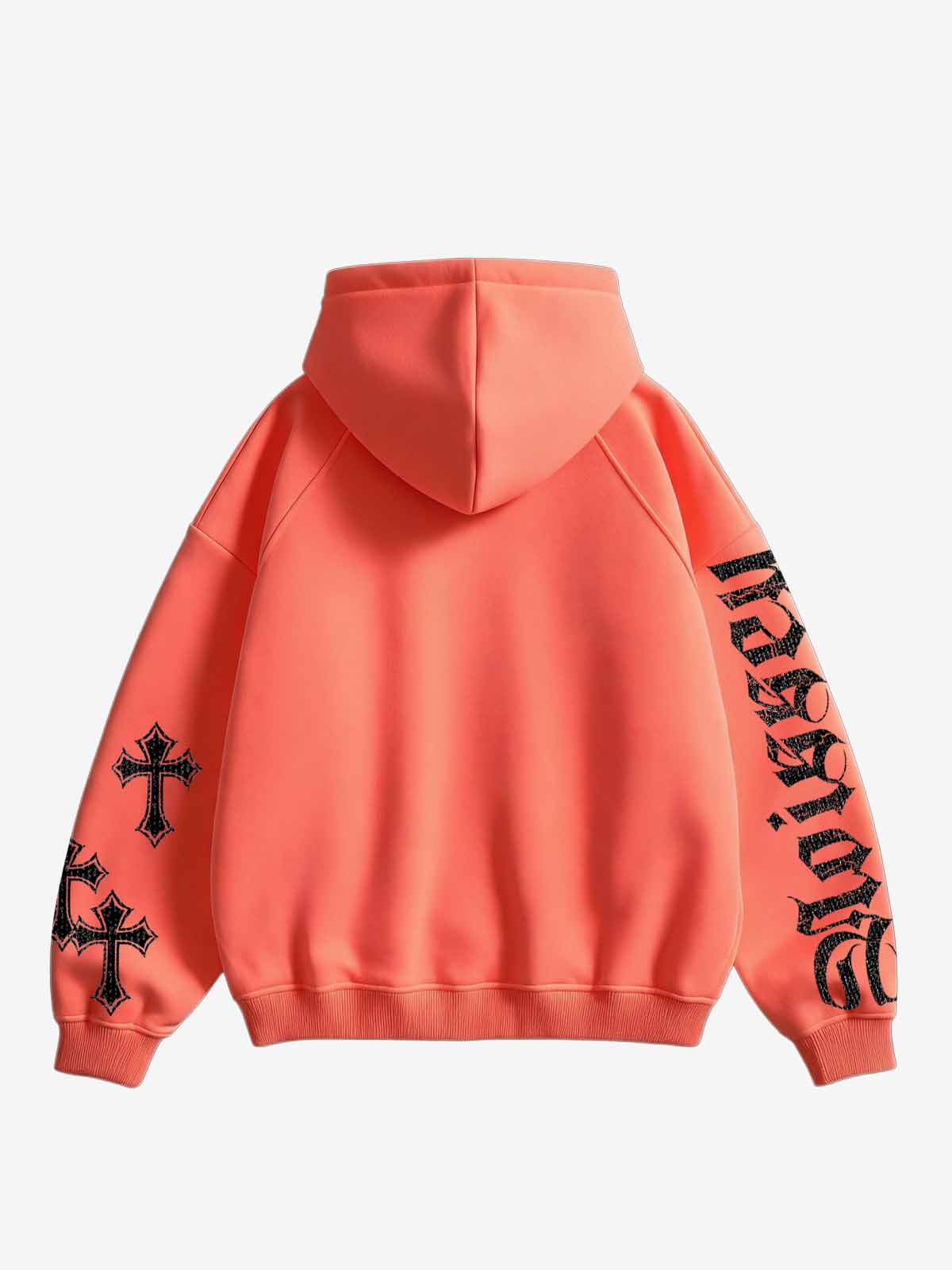 NOISSEY Crying Girl Screen Print Heavyweight Zip-Up Hoodie - Orange Streetwear Sweatshirt