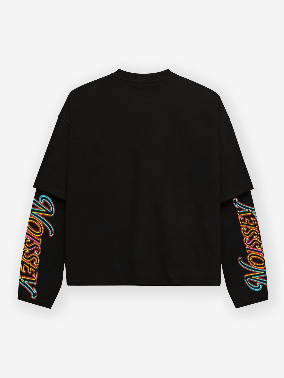 NOISSEY Neon Light Line Art Las Vegas Women Black Faux-Layer Long Sleeve Shirt