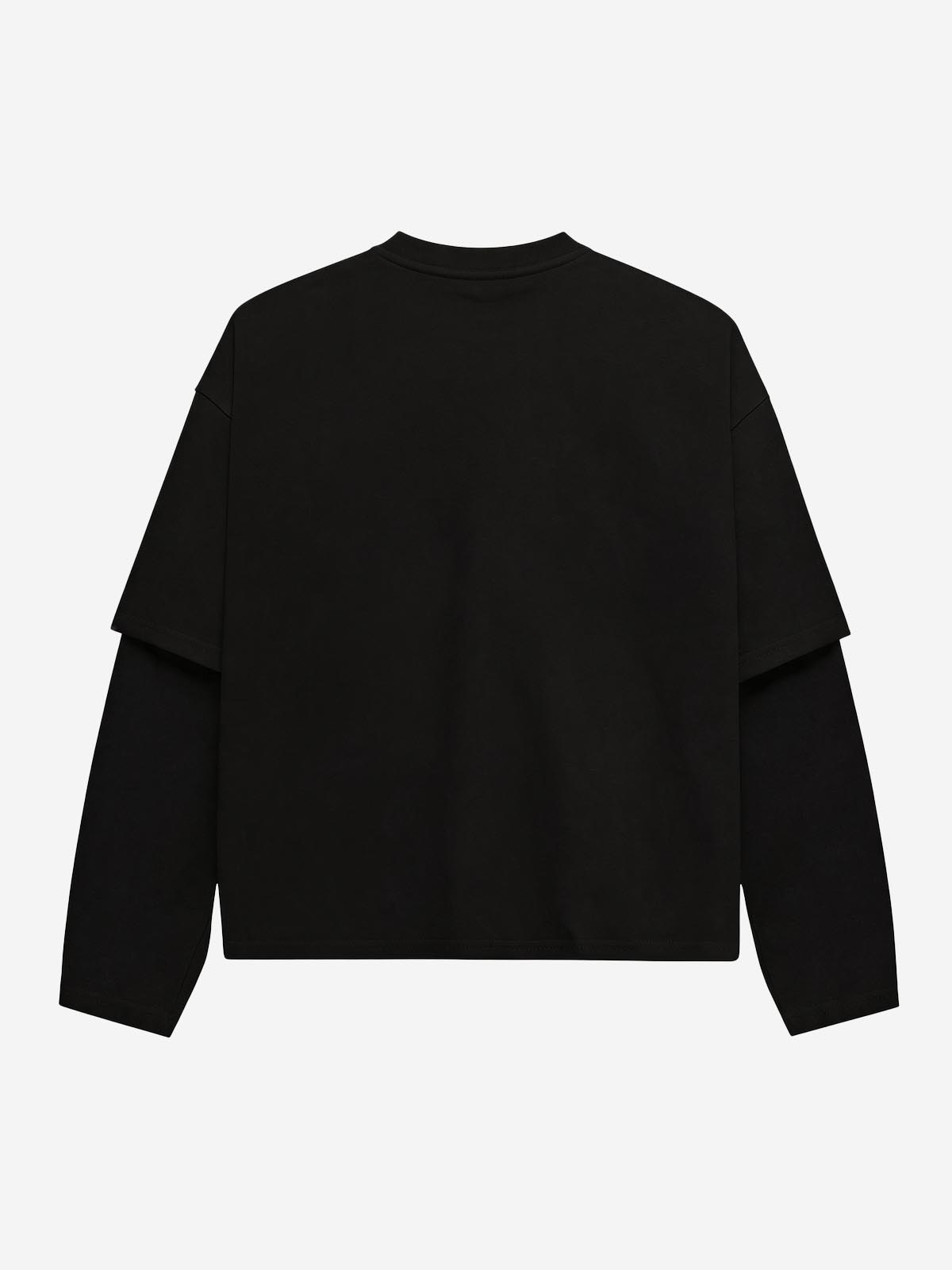 NOISSEY "Luminary Smile" Pop Art Nine-Grid Rhinestone Teeth Faux Layer Long Sleeve - black